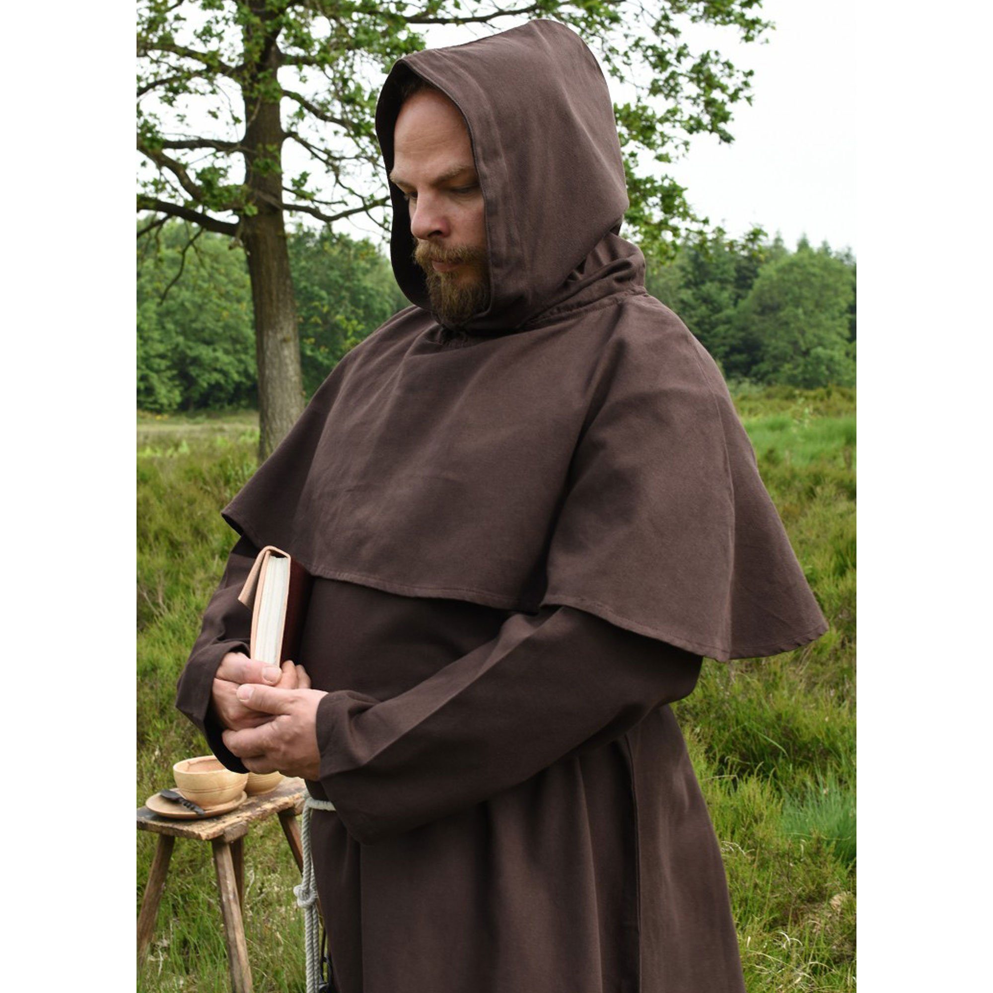 Battle Merchant Wikinger-Kostüm Mönchskutte Benedikt, braun L/XL
