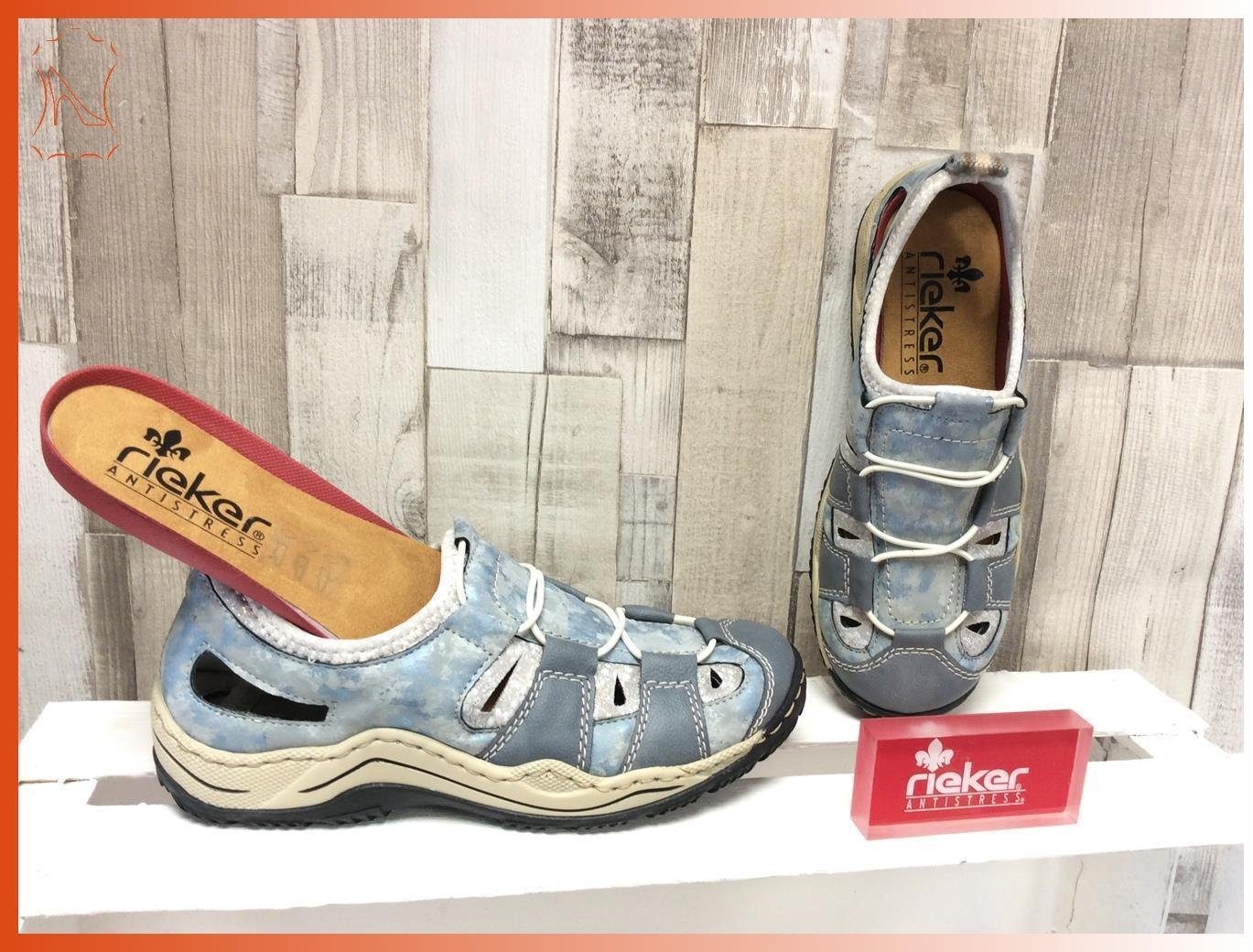 Rieker Rieker Damen Slipper blau, herausnehmbares Fußbett 36 Ballerina