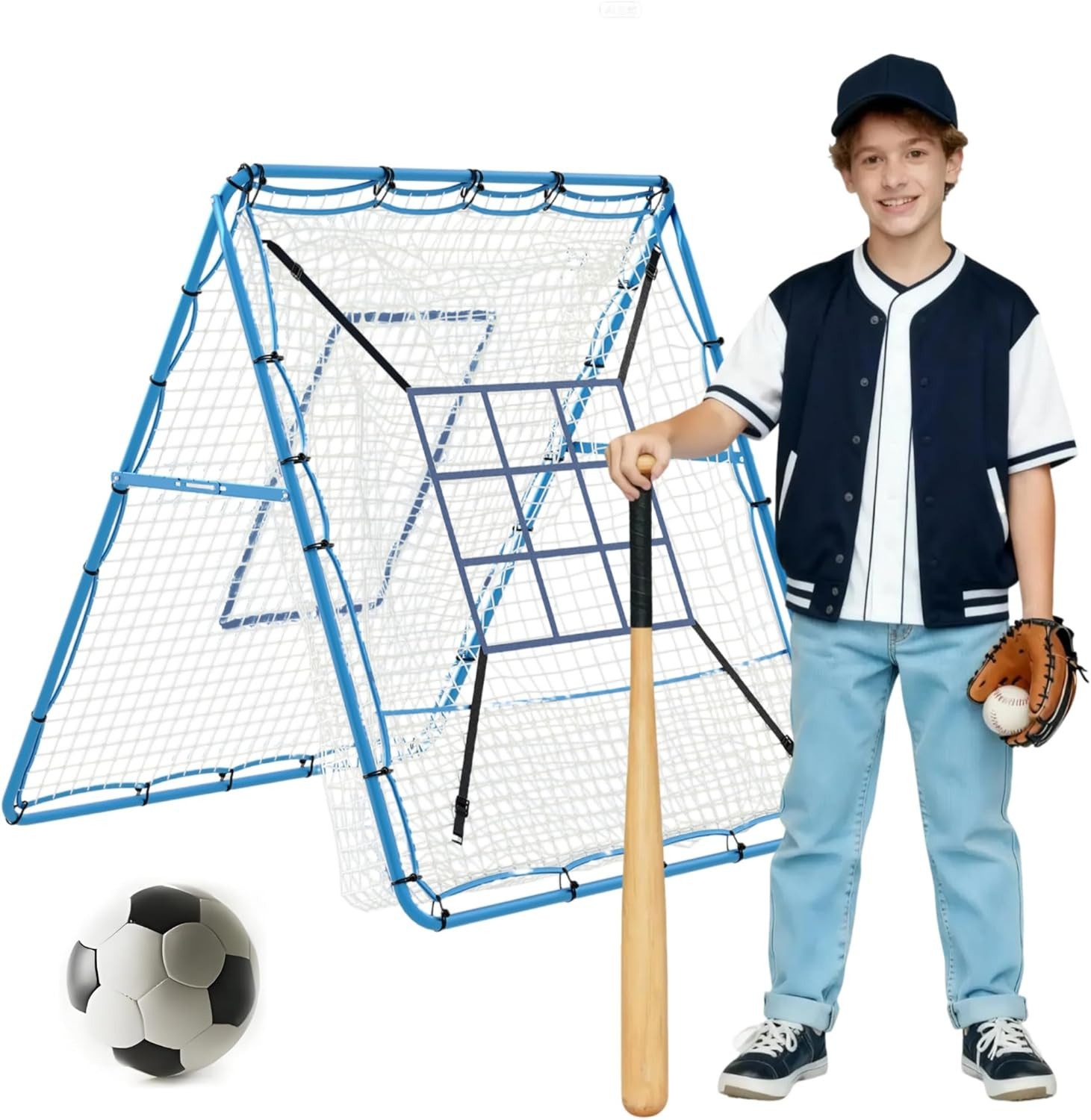 GarveeMore Rebounder, 150 x121cm Baseball-Netz, Doppelseitiges Rebounder-Netz mit Ziel