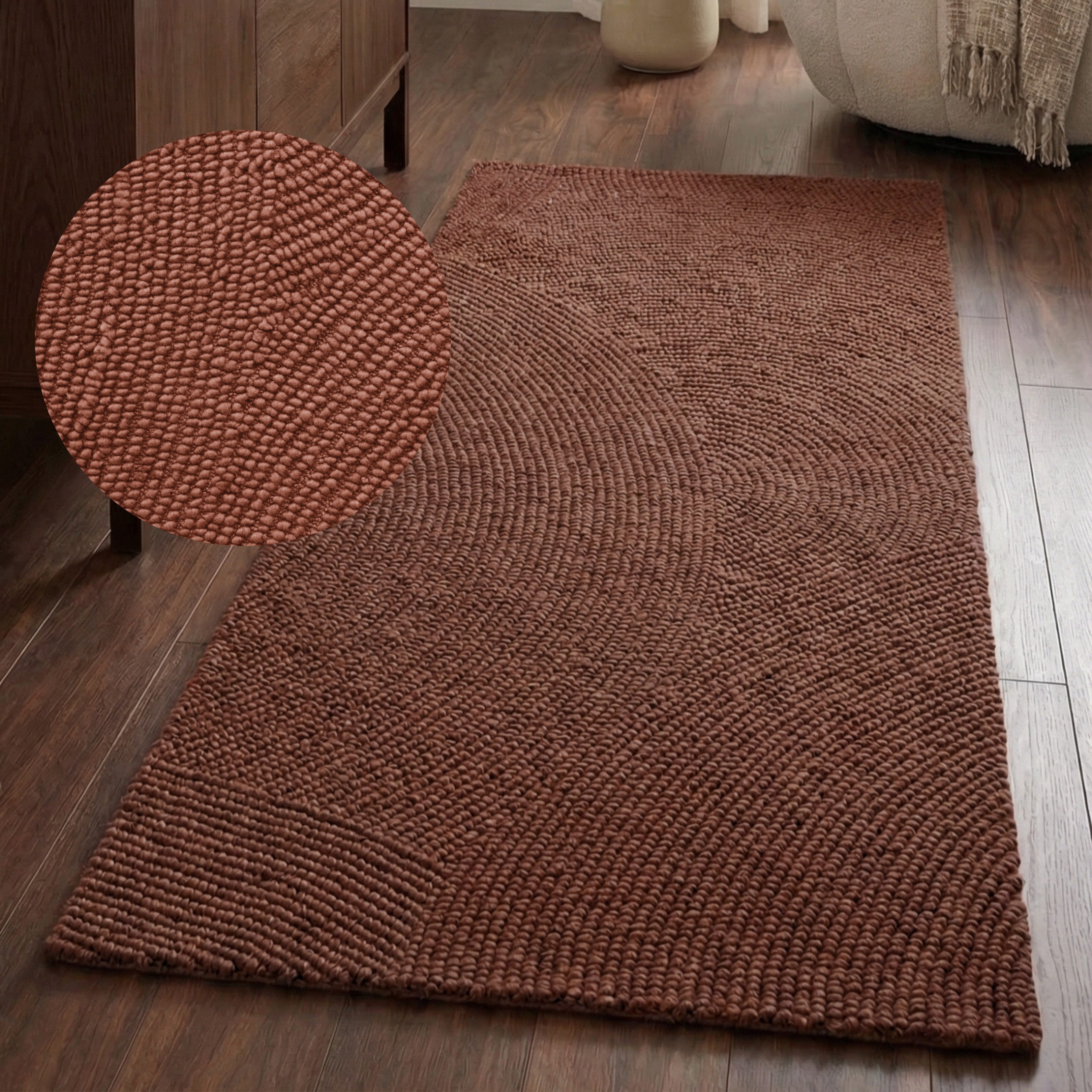 HANSE Home Wollteppich Calmio, auch als Läufer und in rund, rechteckig, Höhe: 18 mm, Handgetuftet, Wolle, Natur, Wohnzimmer, Schlafzimmer, Skandi, Hygge