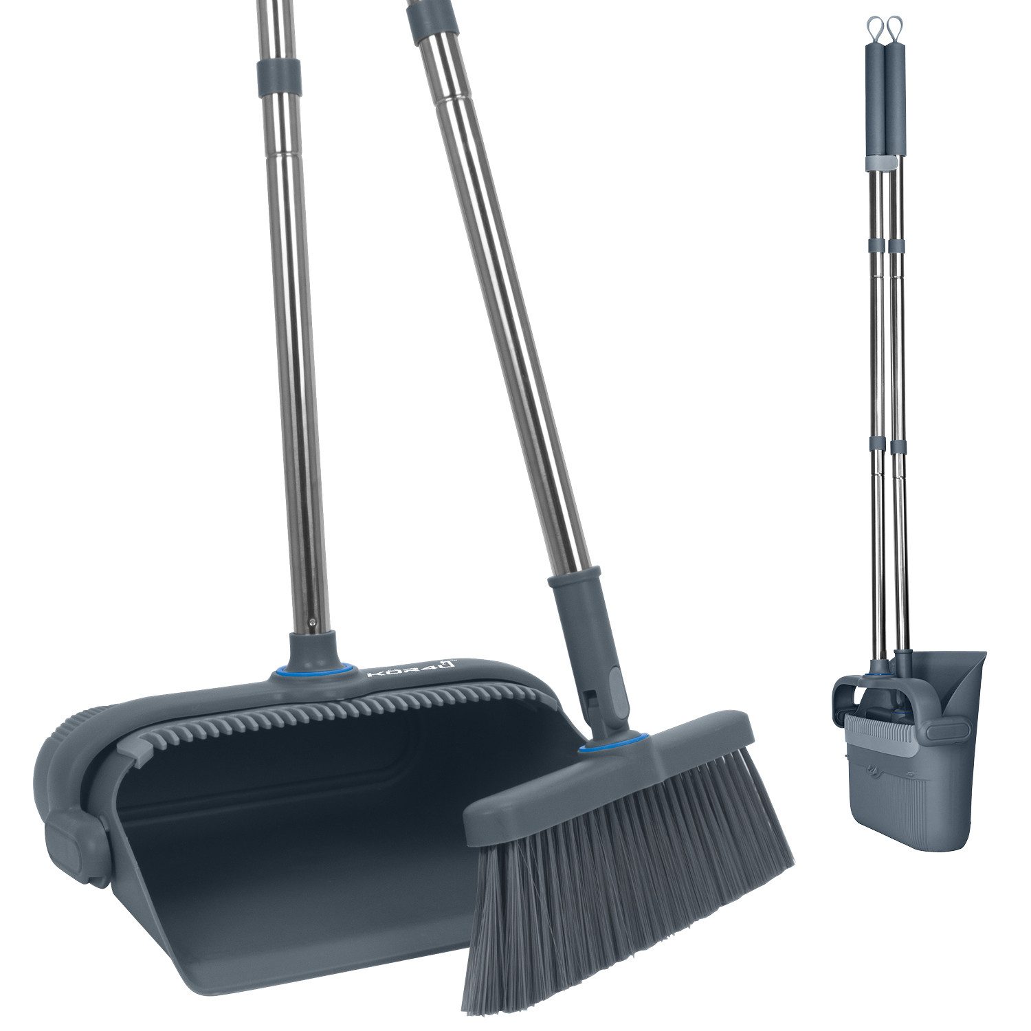 kör4u Kehrgarnitur set, (1x kör4u Besen- und Kehrschaufelset), zwei Verlängerungsstangen