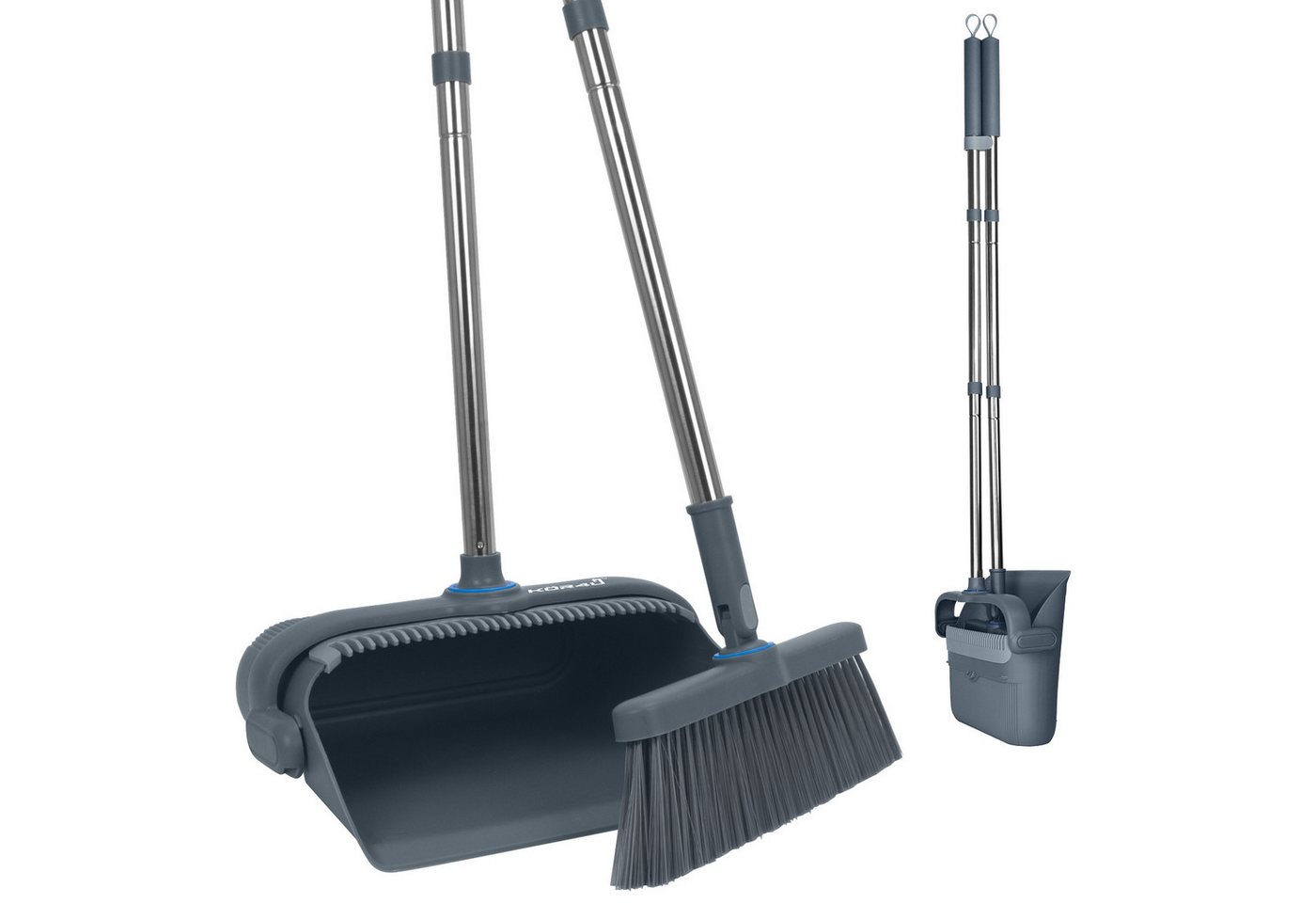 kör4u Kehrgarnitur set, (1x kör4u Besen- und Kehrschaufelset), zwei Verlängerungsstangen