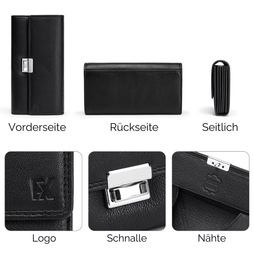 Fomax Kellnerbörse aus hochwertigem Nappa Leder Echtleder Profi Kellnerportemonnaie, Große RFID-Schutz Gastro Taxi Geldbörse Herren Damen