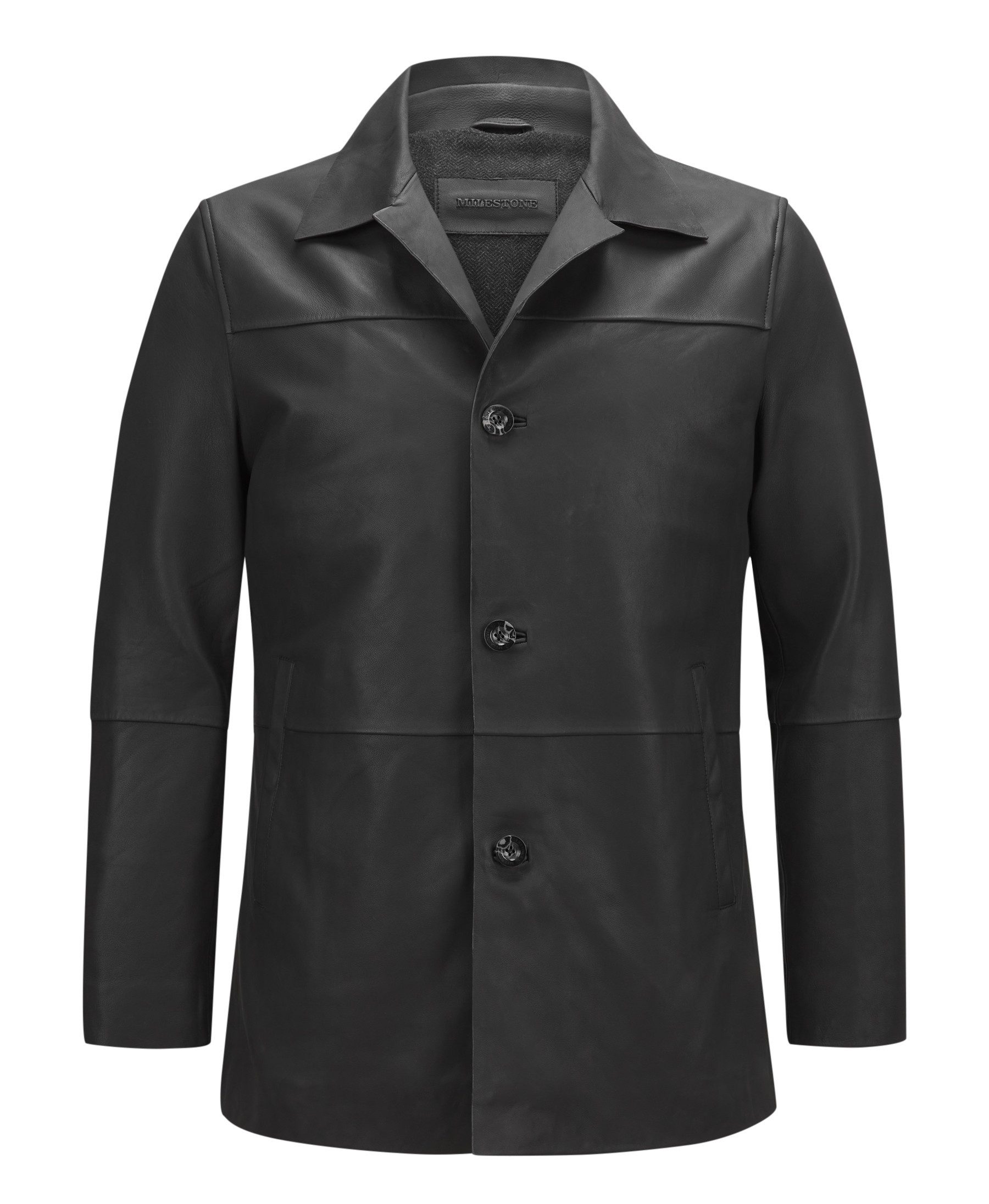 Milestone Kurzmantel MSNolan aus Lammleder mit Knopfleiste und Reversekragen