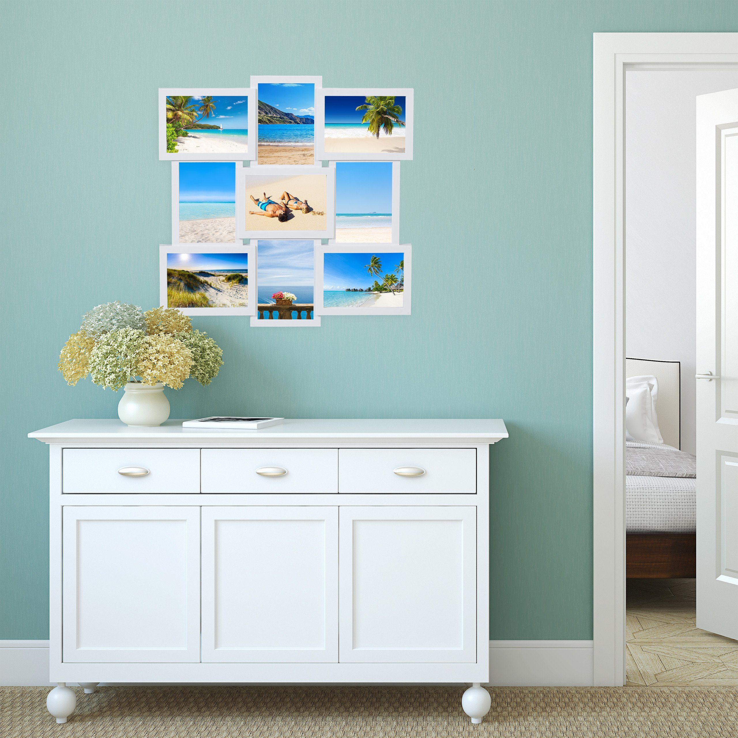 relaxdays Collagerahmen Bilderrahmen Collage 9 Bilder, weiß günstig online kaufen