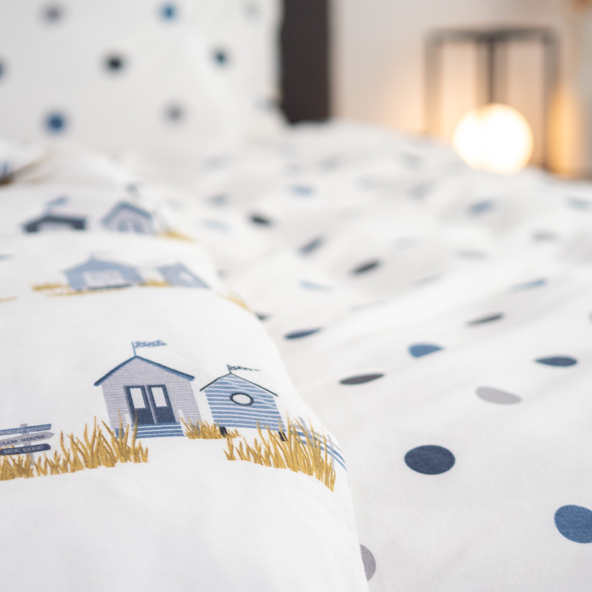 Janine Bettwäsche Edel Baumwolle, Flanell, 2 teilig, maritim, Strandhäuser, günstig online kaufen