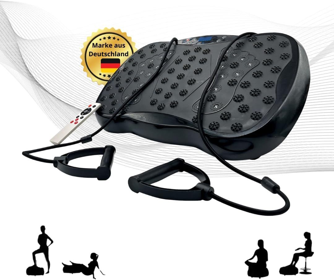 Winch Vibrationsplatte W.1 PRO Preissieger inkl. gratis Fernbedienung & Zugbänder, 200,00 W, 120 Intensitätsstufen, Inkl. zwei Trainingsbändern und Fernbedienung für effizientes Training