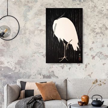 Posterlounge Forex-Bild Ohara Koson, Weißer Kranich im Regen, Wohnzimmer Feng Shui Malerei