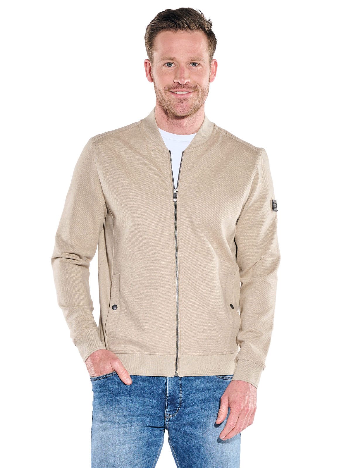 Engbers Sweatshirt Herren Sweatjacke im Blousonstil, Beige