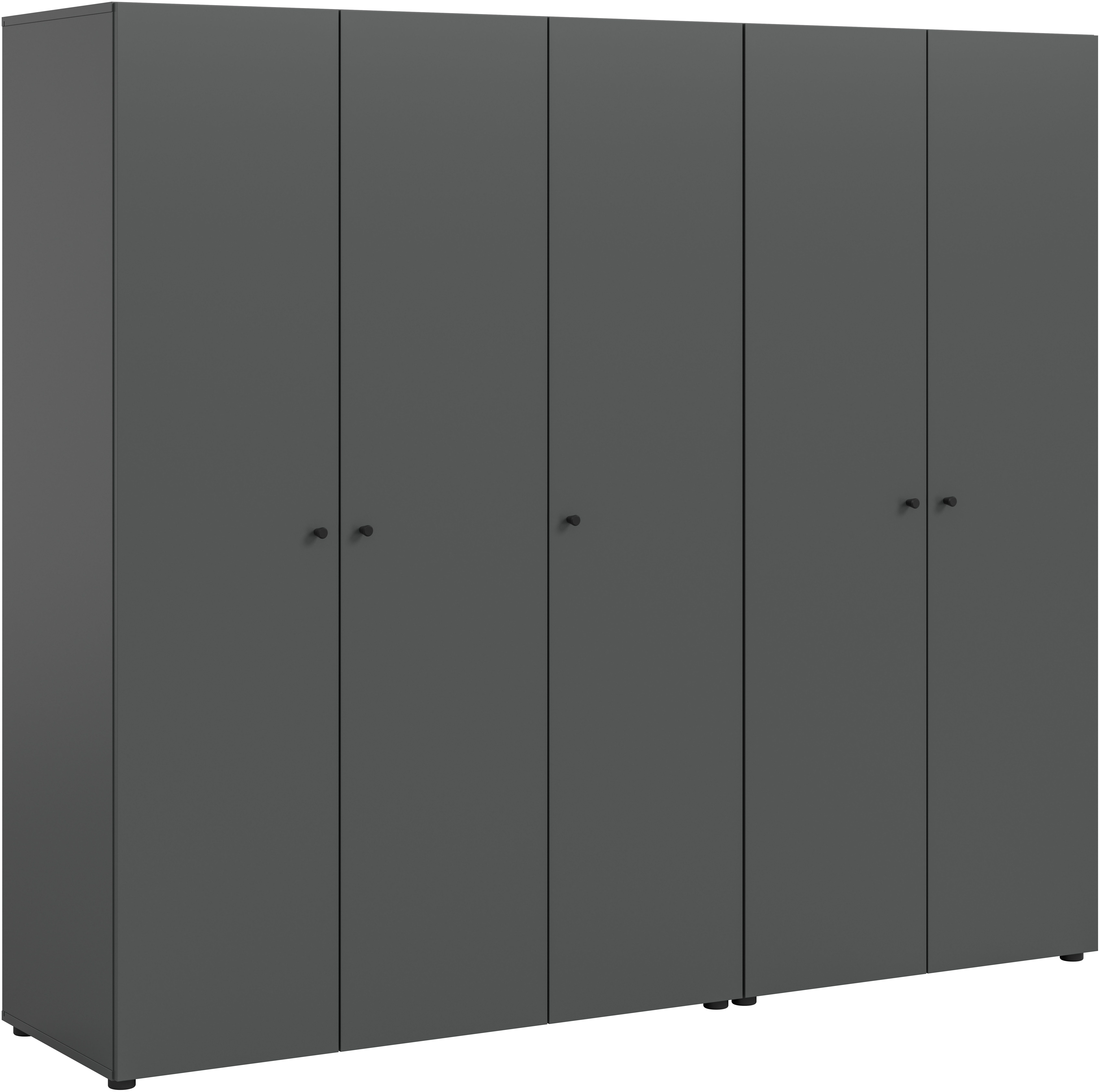 Home affaire Kleiderschrank BILLINGS, Schlafzimmerschrank, Schrank, Garderobenschrank (OTTO BESTSELLER, Garderobe & Schlafzimmer) Breite 200cm, grau, 5-türig, inkl. 2 Kleiderstangen und 5 Ablageböden