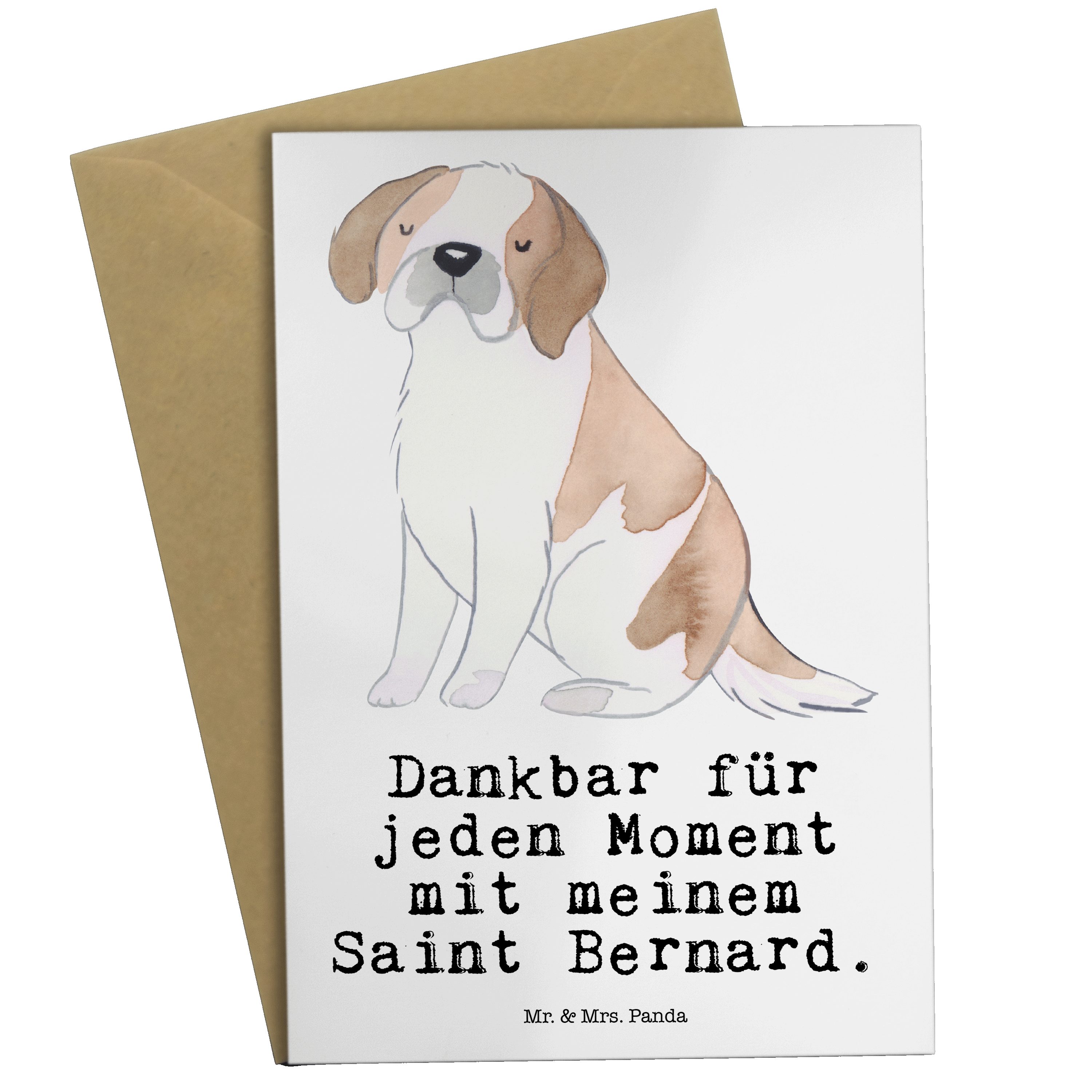 Mr. & Mrs. Panda Grußkarte Saint Bernard Moment - Weiß - Geschenk, Tierfreund, Hochzeitskarte, H