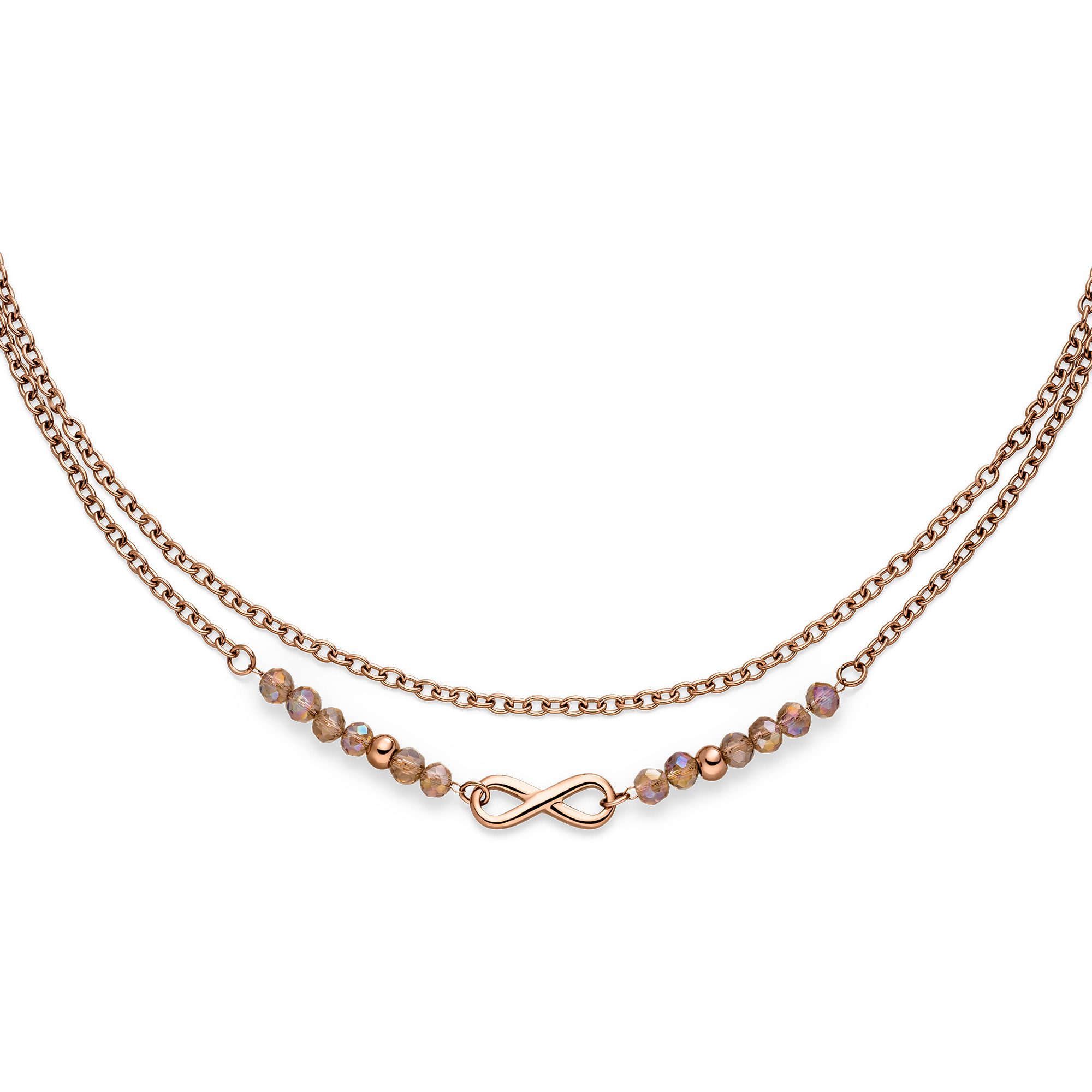 s.Oliver Fußkette Infinity Beads, Unendlichkeitsschleife, mit Kristallstein
