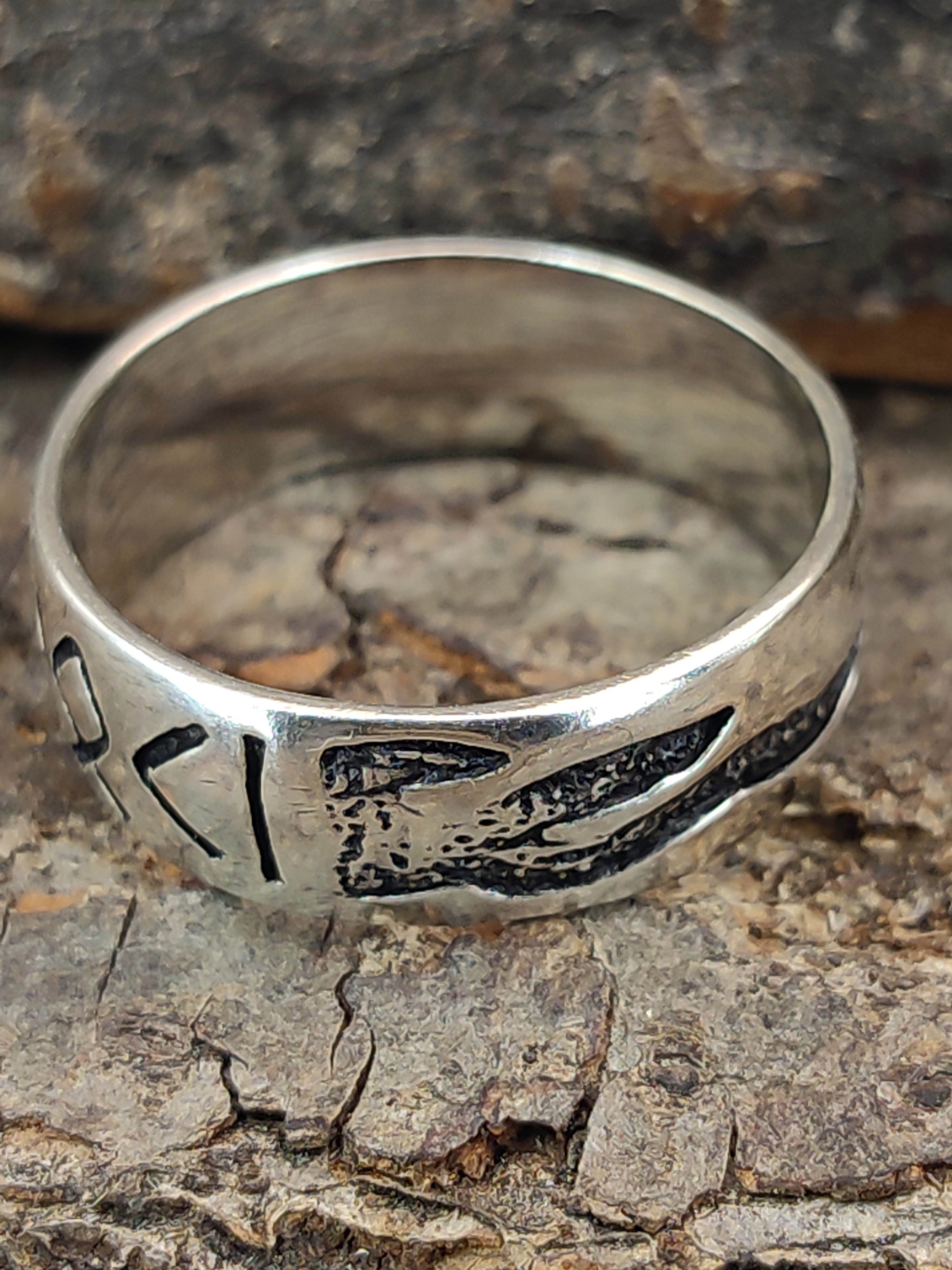 Silberring Fingerring Flammen Gr. Leather Runen 52-74 Ring of Loki, Feuer Gott Kiss