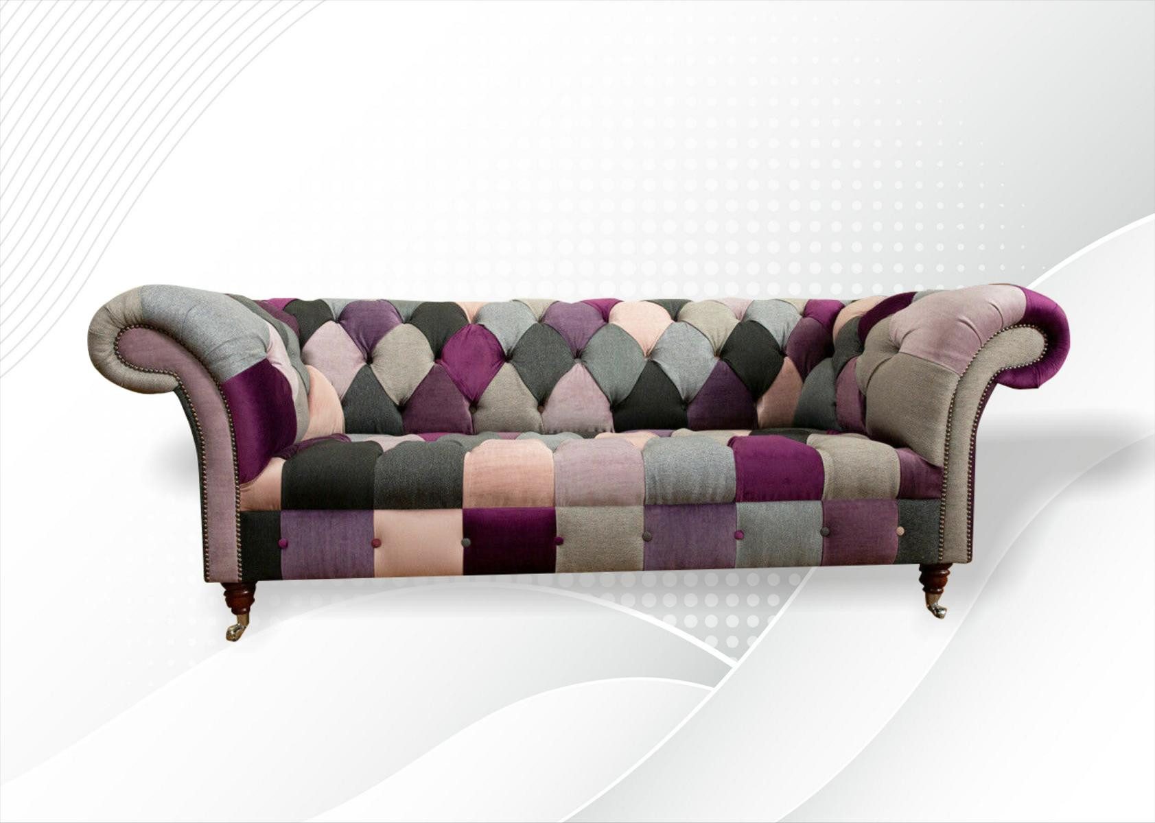 JVmoebel 3-Sitzer Modernes Sofa in buntem Stoff mit edlem Lederbezug und Holzfüßen, Made in Europa