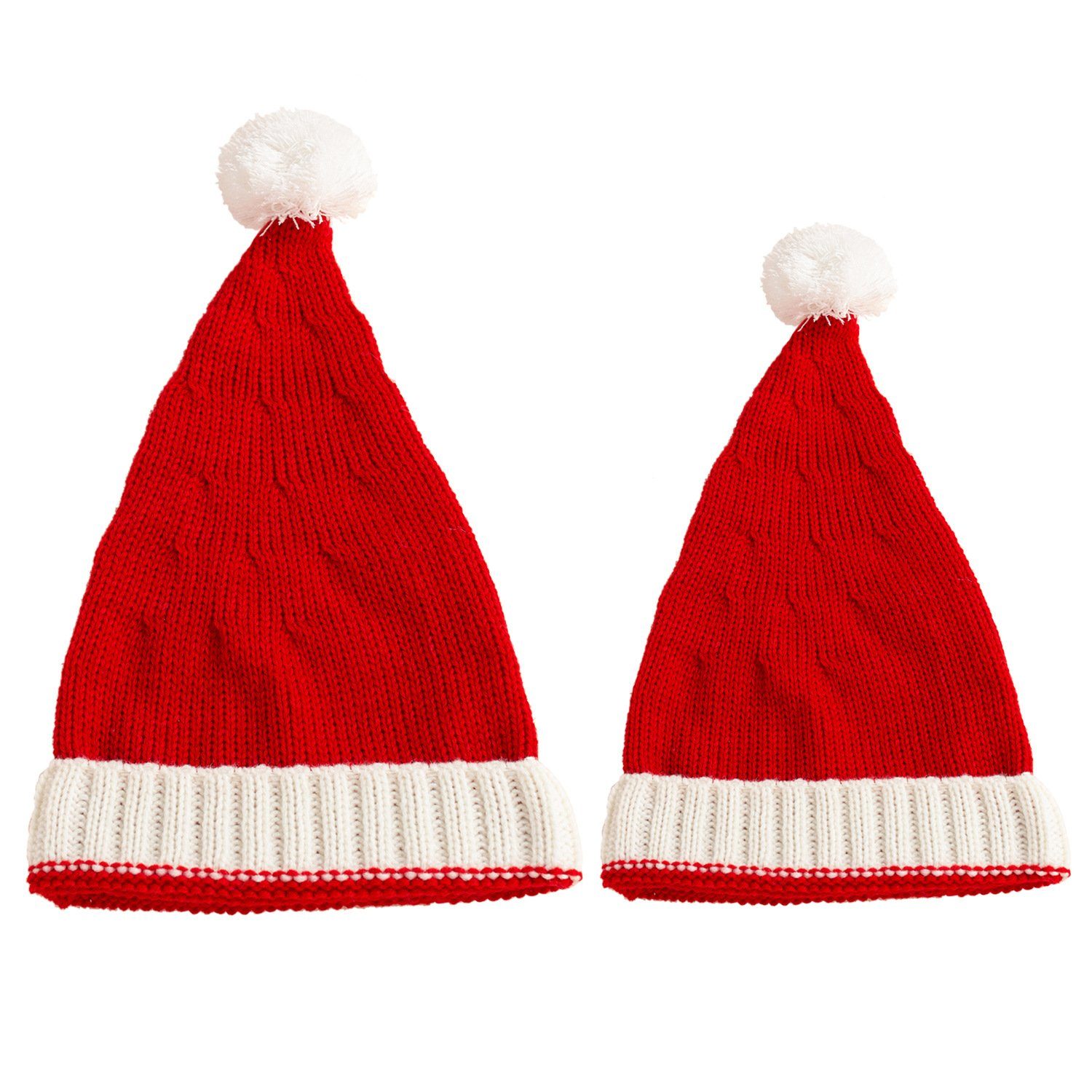 XDeer Strickmütze 2 Stück Wintermütze,Strickmütze Mutter und Baby, Weihnachtsmütze warme Mütze des Weihnachtsmanns
