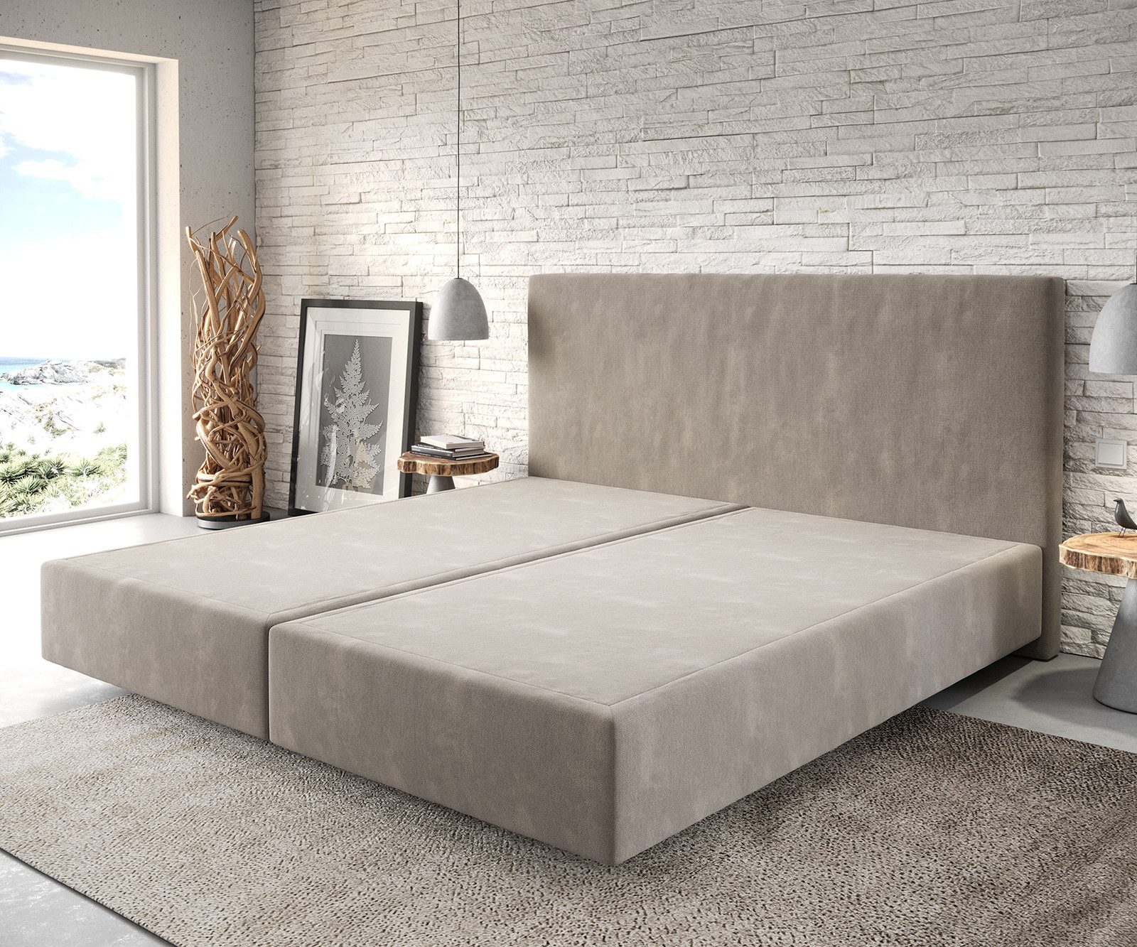 DELIFE Bettgestell Dream-Well, Mikrofaser Beige 200x200 günstig online kaufen