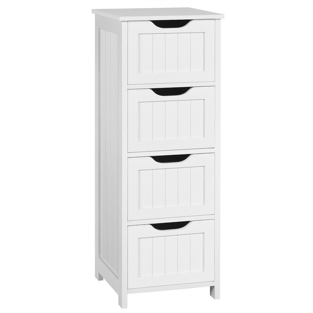 Yaheetech Badkommode 30 × 30 × 82 cm, Schmaler Badezimmerschrank mit 4 Schubladen