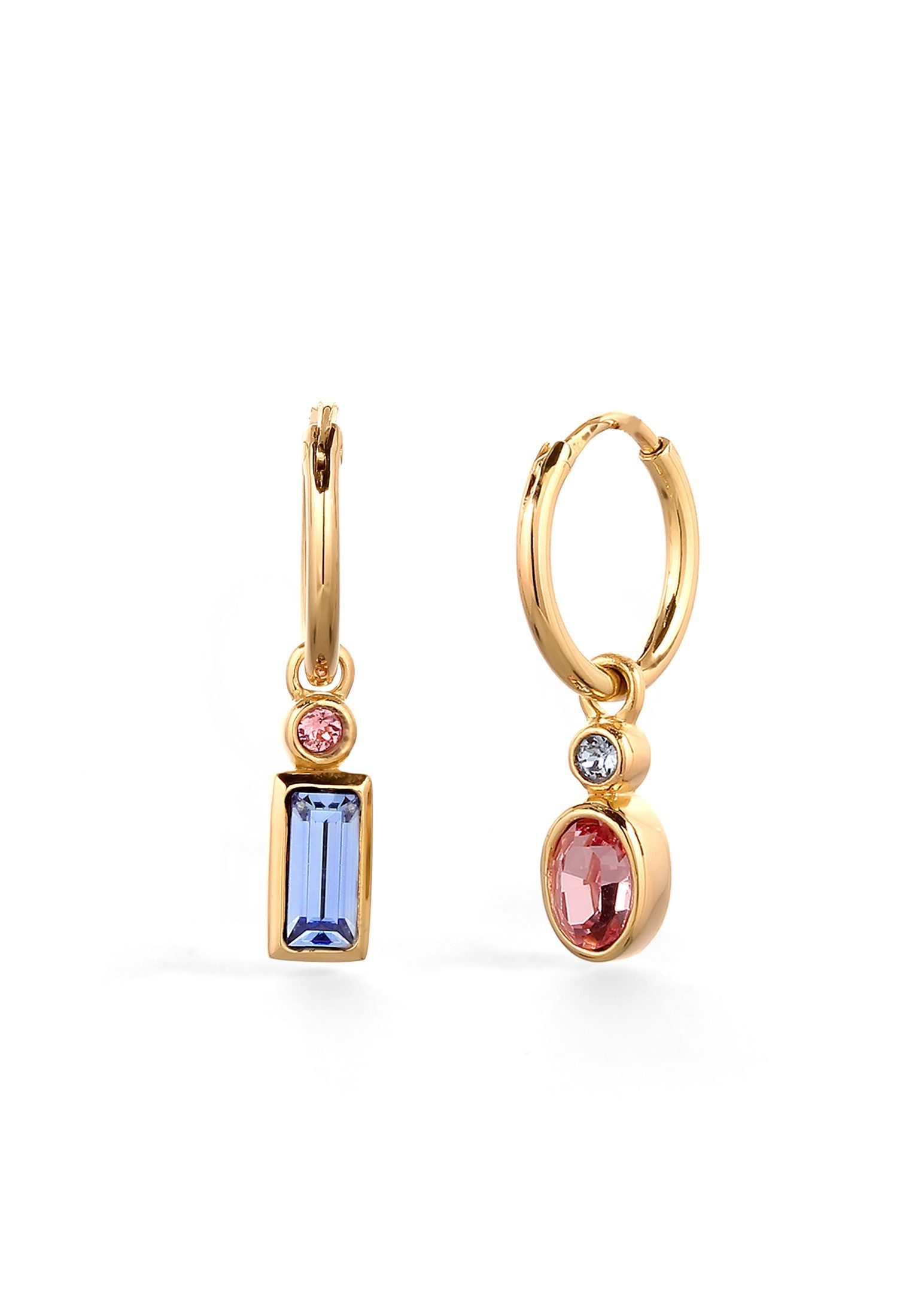 Elli Paar Creolen Creolen Glas Kristalle Rosa 925 Sterling Silber vergoldet günstig online kaufen