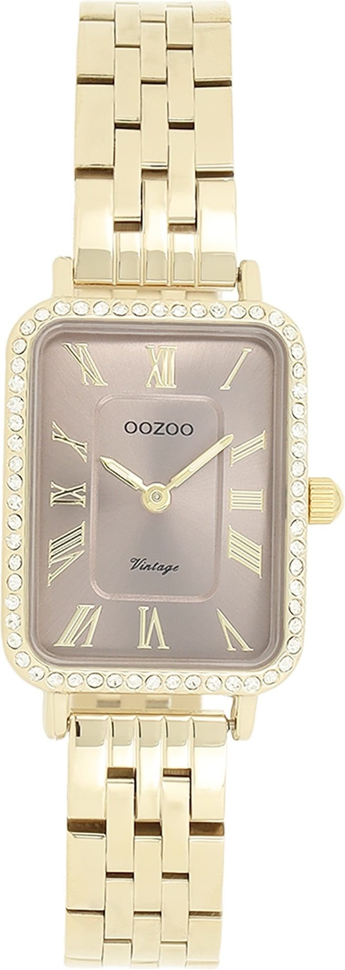 OOZOO Quarzuhr Oozoo Damen Armbanduhr OOZOO Vintage, (Analoguhr), Damenuhr rechteckig, extra groß (24x28mm) Metallarmband, Fashion-Style