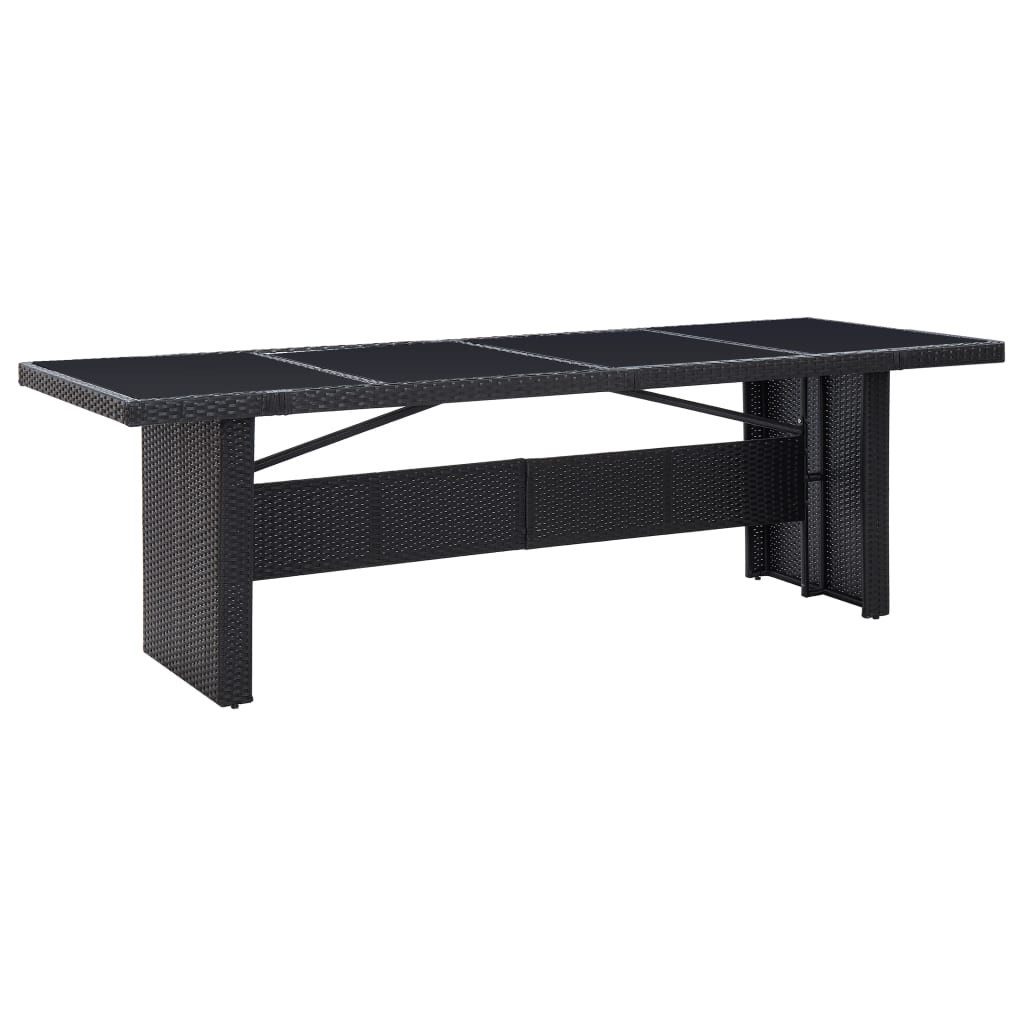 Gartentisch Gartentisch Schwarz 240x90x74 cm Poly-Rattan und Glas