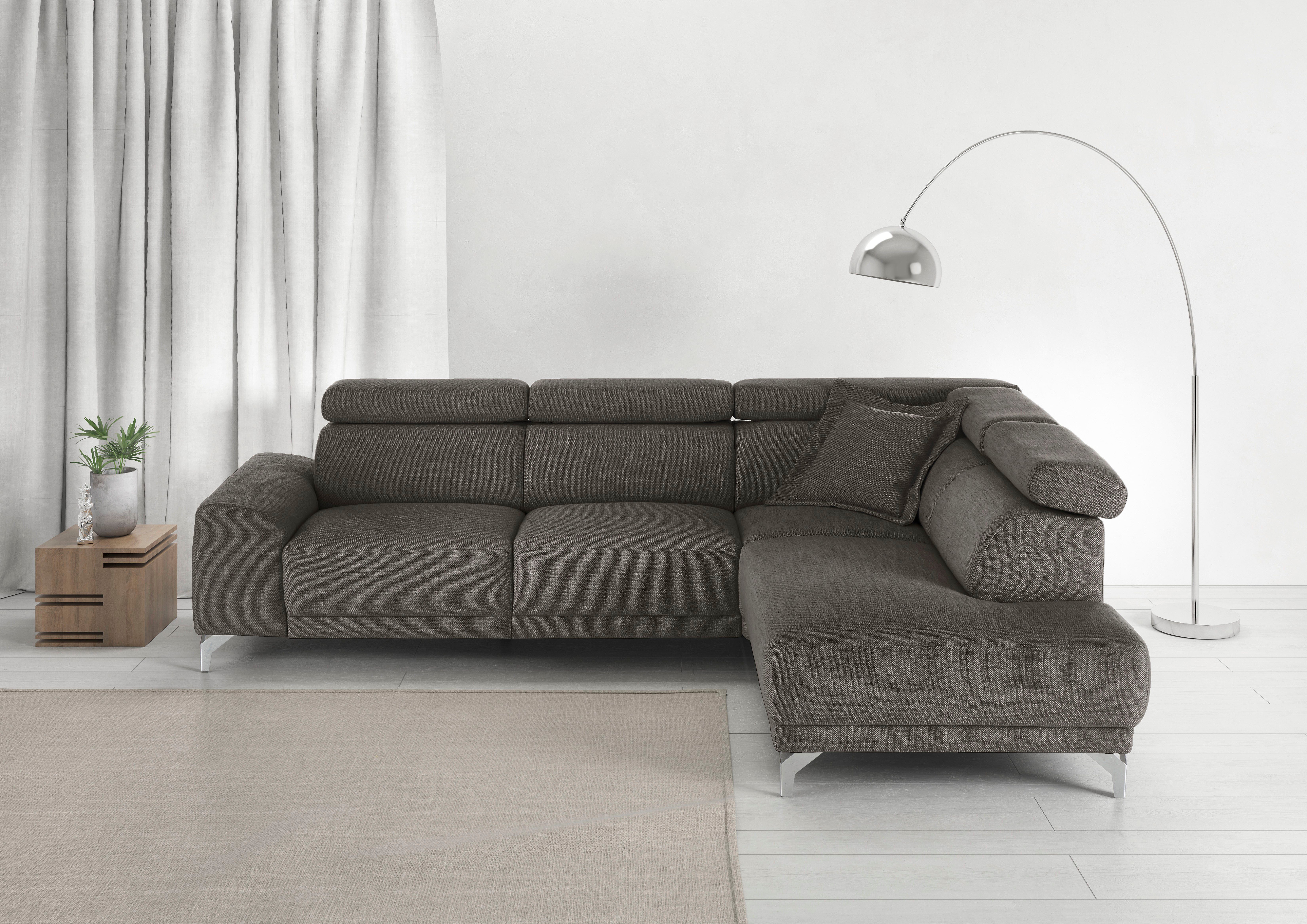 3C Candy Ecksofa Greve Sofa immer mit manuelle Kopfteilverstellungen, modern, elegant, wahlweise motorischer Sitzvorzug, bequem und zeitlos, L-Form