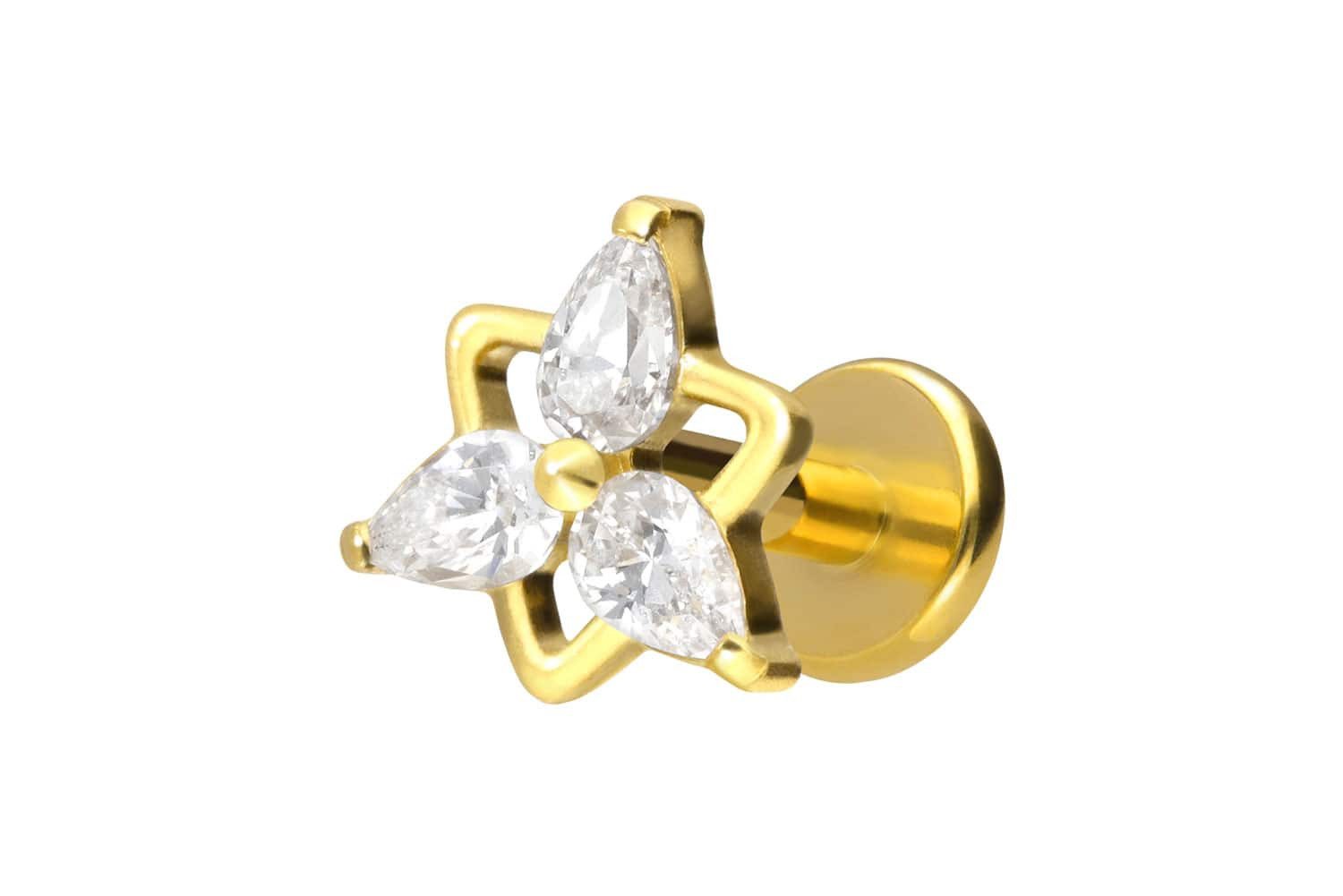 Piercing-Set Titan Labret mit Innengewinde KRISTALLBLUME