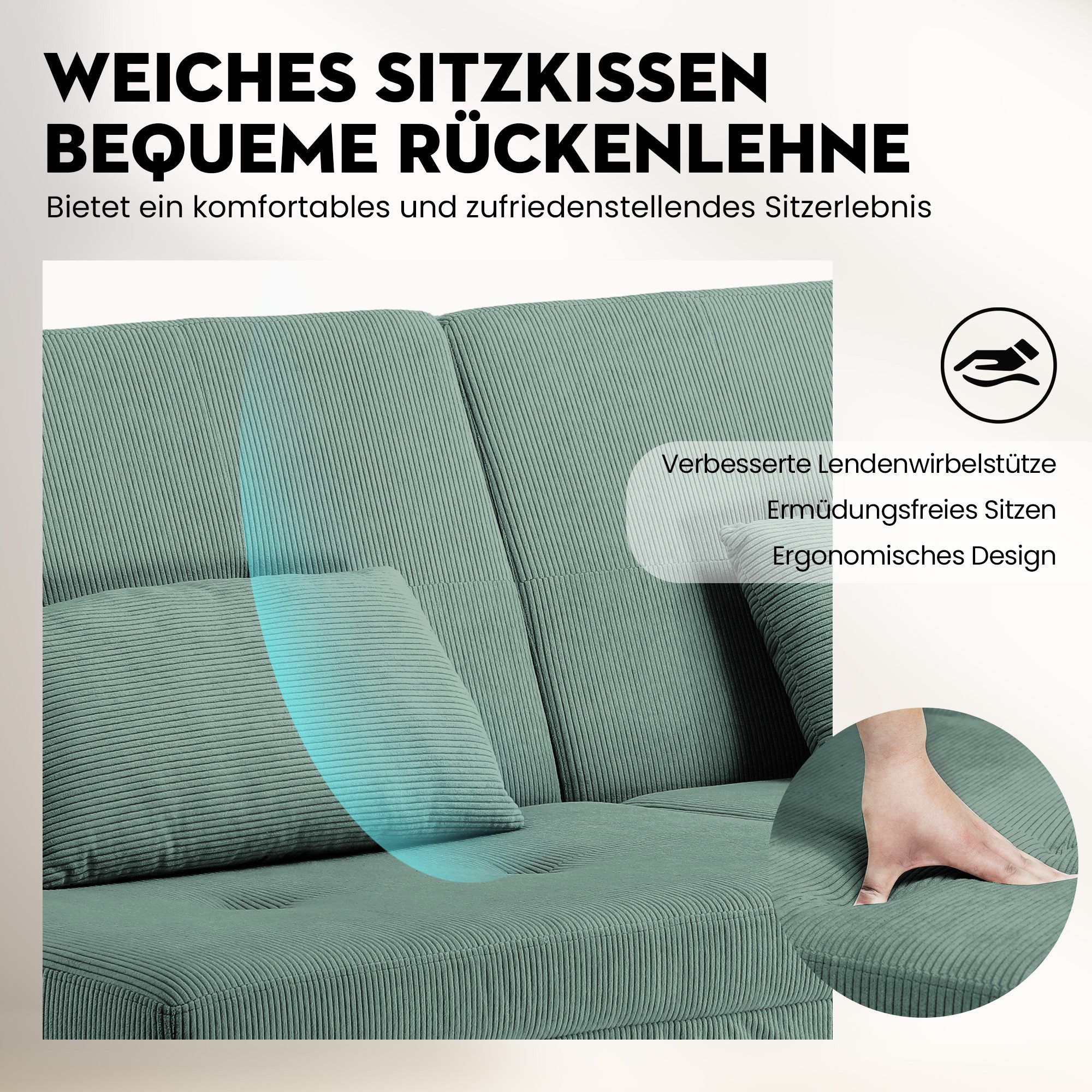 GTPLAYER Schlafsofa Bettsofa mit Schlaffunktion, Klappsofa