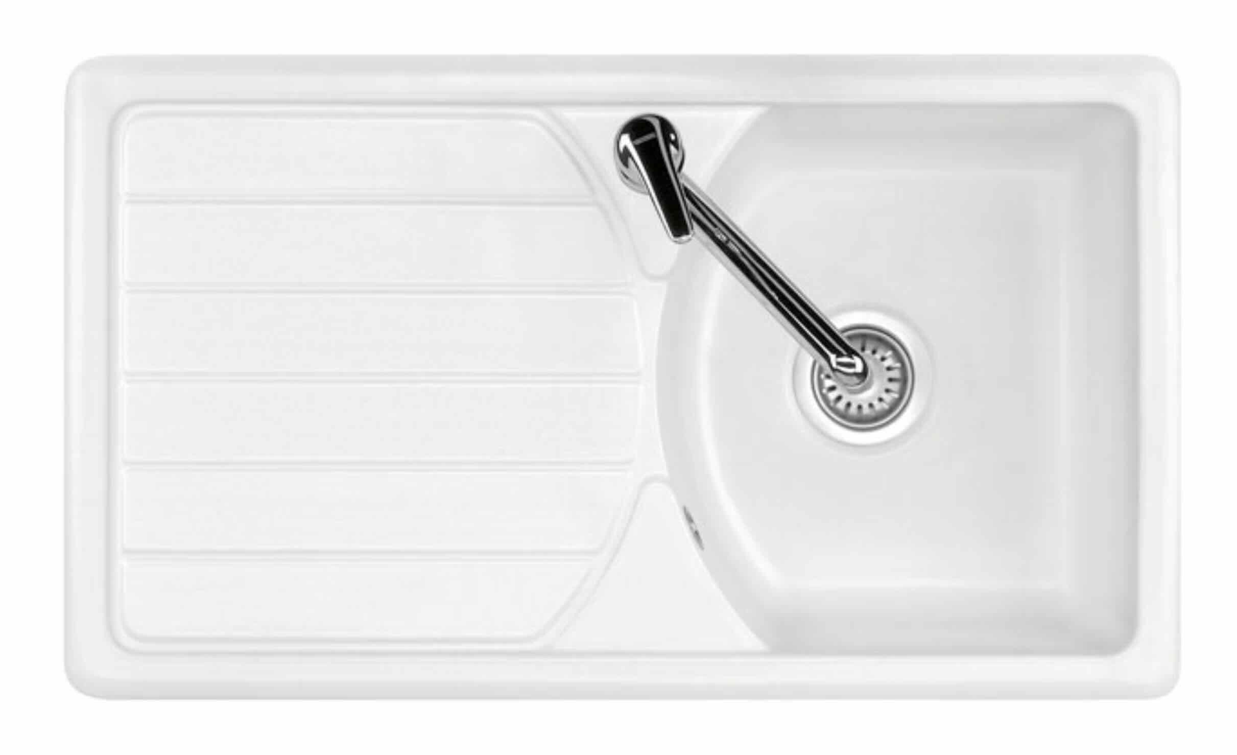 Systemceram Einbauspüle KeraDomo Kappa 86 Grönland glänzend Keramik-Spüle, Excenterbedienung