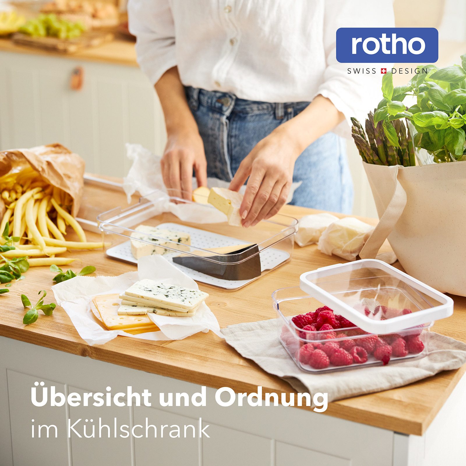 ROTHO Aufbewahrungssystem CAUMA Kühlschrank Organizer Set 3-tlg, stapelbare Vorratsdosen, Kunststoff, (Mehrteiliges Set, 3 Vorratsdosen in verschiedenen Größen), Stapelbar, vielseitig einsetzbar, langlebig