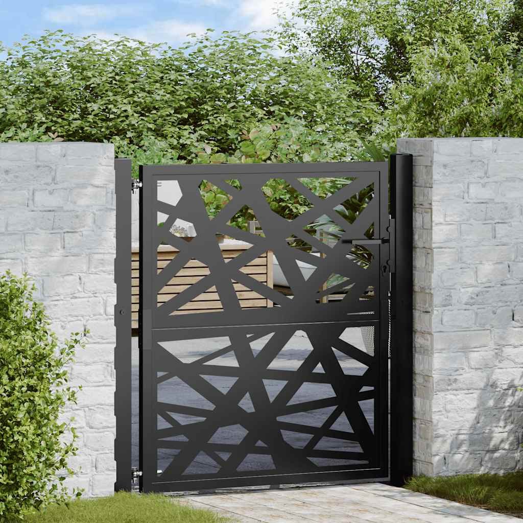 vidaXL Gartentor Gartentor Schwarz 100x100 cm Stahl Lichtdesign