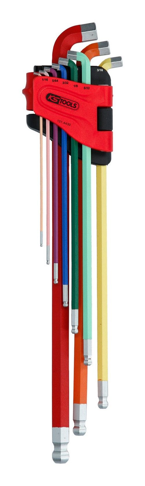 KS Tools Stiftschlüssel (9 St), Kugelkopf-Innensechskant-Winkelstiftschlüssel-Satz, 108°