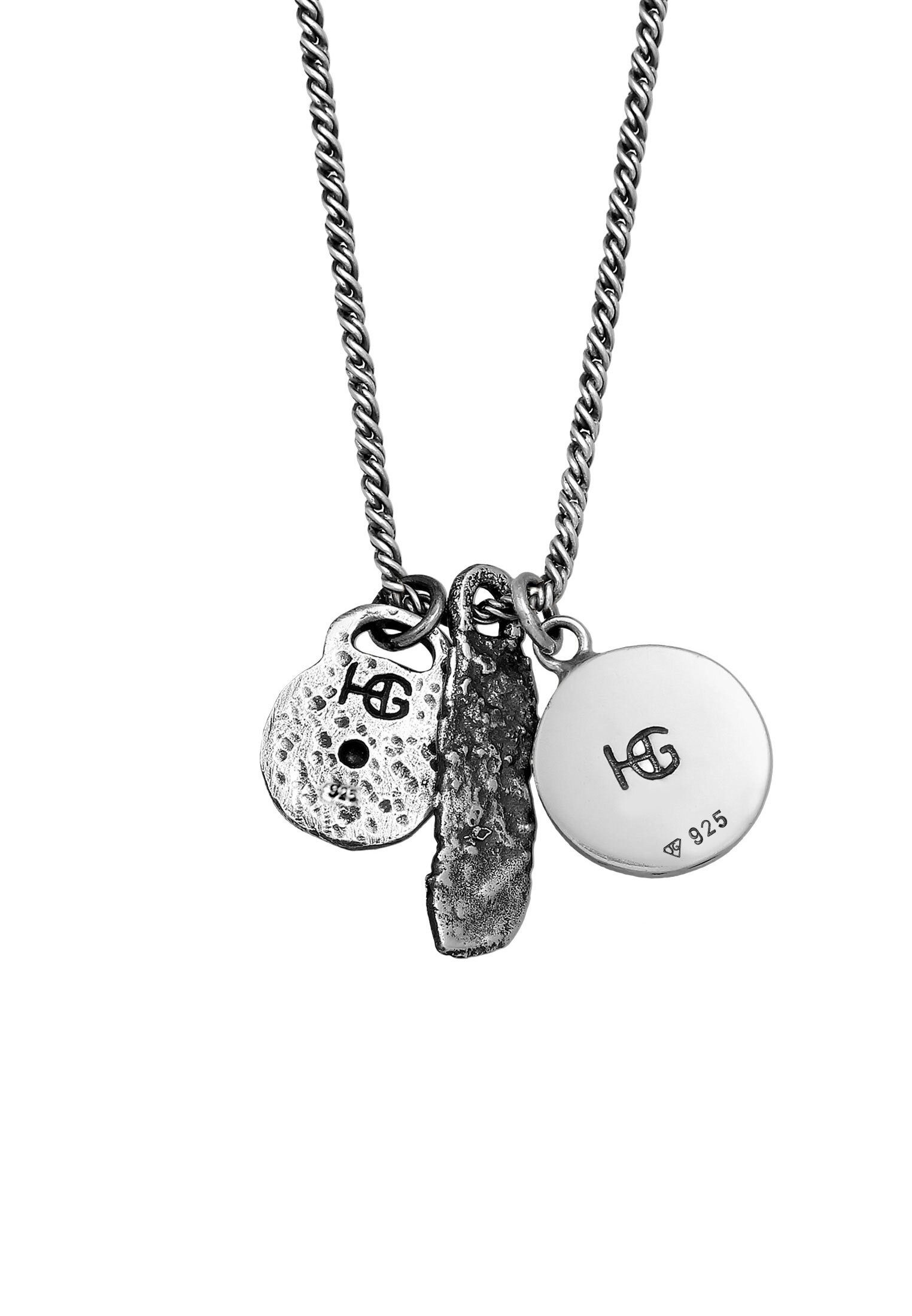 HAZE & GLORY Lange Kette Anhänger - Trinity Lava Tigerkopf Barren 925 Silber, Tiger