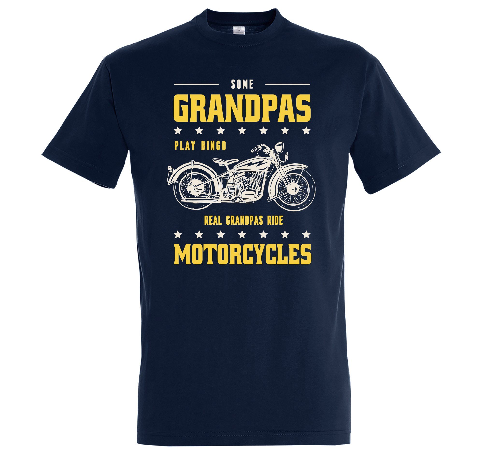 Youth Designz T-Shirt "Real Grandpas Ride Motorcycles" Herren Shirt mit trendigem Frontprint Navyblau