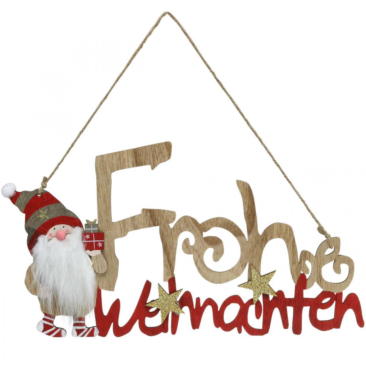 Viana Christbaumschmuck Holzschriftzug Frohe Weihnachten mit Wichtel als Fe günstig online kaufen