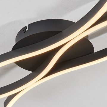 hofstein Deckenleuchte moderne Deckenlampe aus Metall/Kunststoff in Schwarz/Weiß, LED fest integriert, 3000 Kelvin, im modernen Wellen-Design, Länge 108 cm, LED 35 Watt, 3610 Lumen