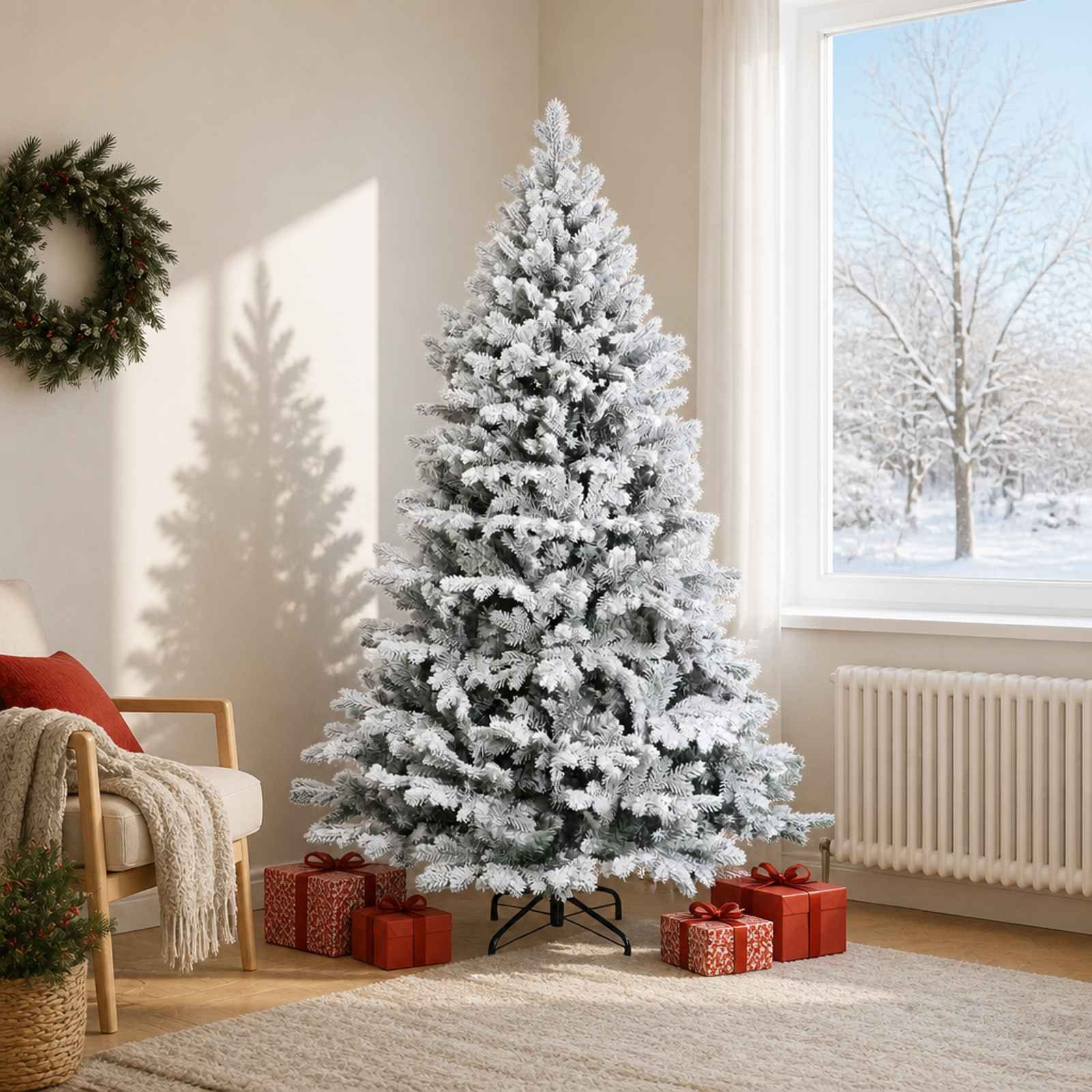 vidaXL Künstlicher Weihnachtsbaum 115 x 180 cm Künstlicher klappbarer Weihnachtsbaum 180 cm PVC und Meta