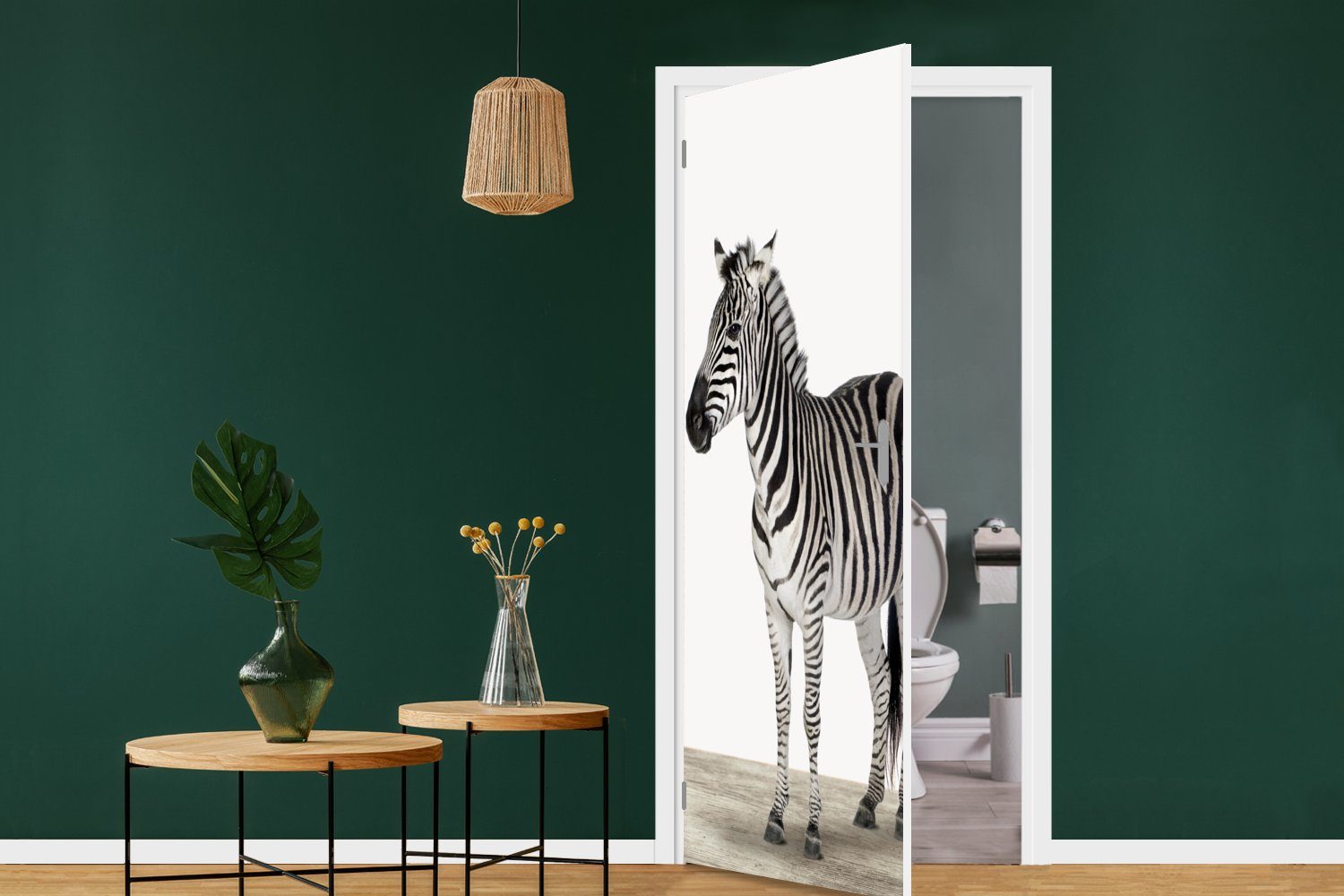 MuchoWow Türtapete Zebra - Mädchen Kinder Matt, Jungen, bedruckt, (1 75x205 - Tür, - für Fototapete St), Tiere - Türaufkleber, cm