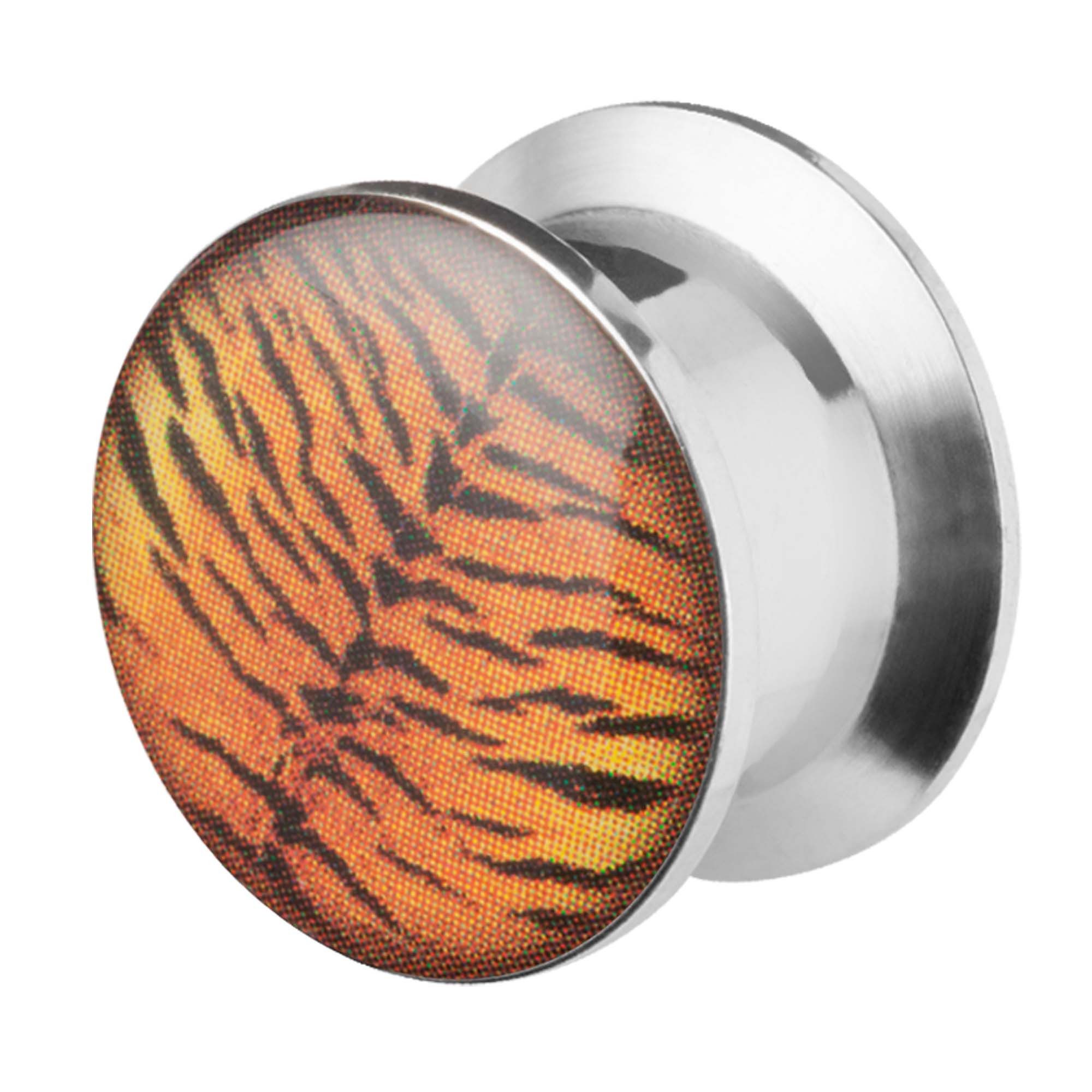 Taffstyle Plug Flesh Schraub Plug Double Flared Tiger Look 6mm, Ohrpiercing Ohr Ear Flesh Tunnel Plug Piercing