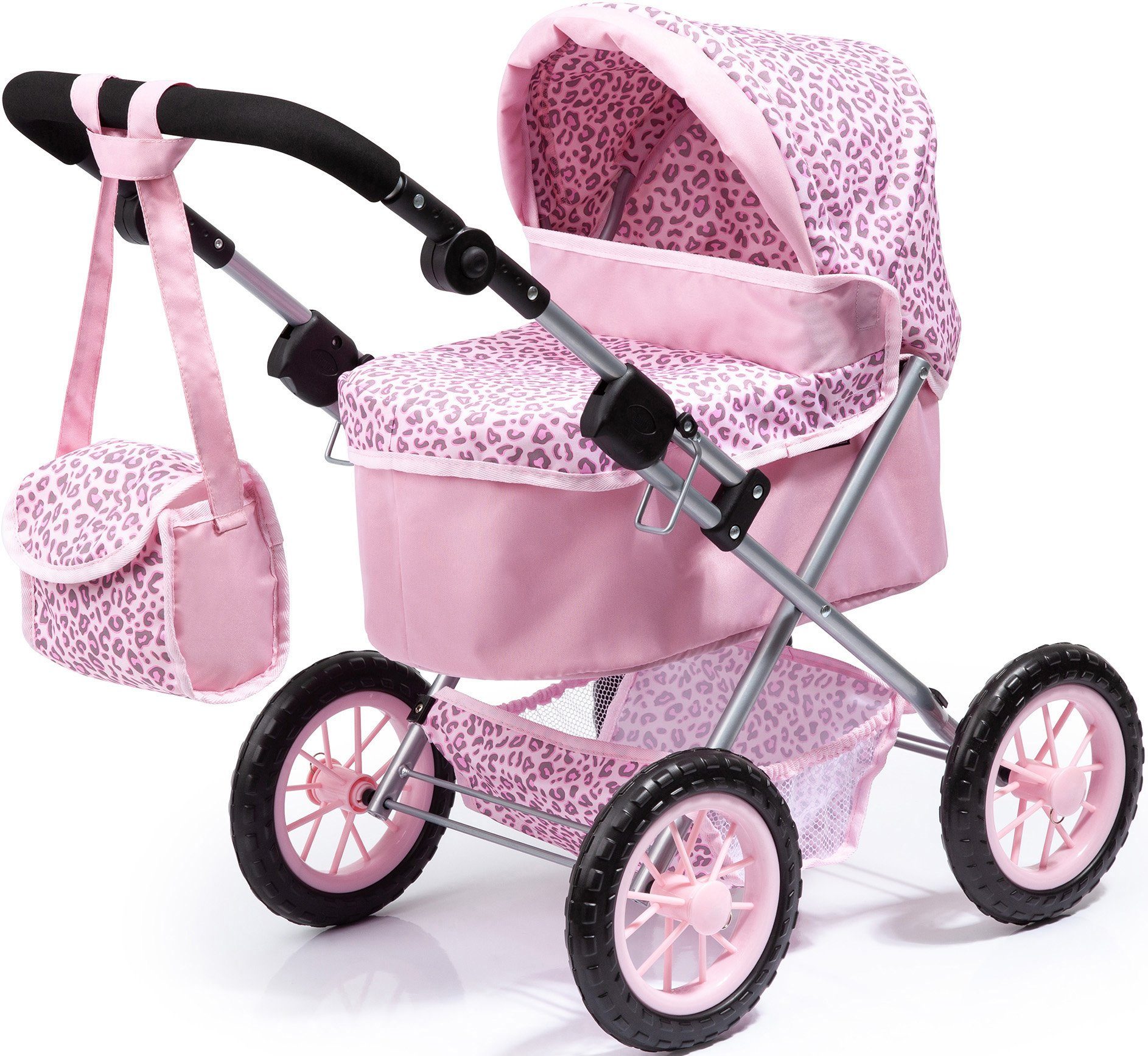 Image of Bayer Design Trendy Doll's Pram - Leopard Pink