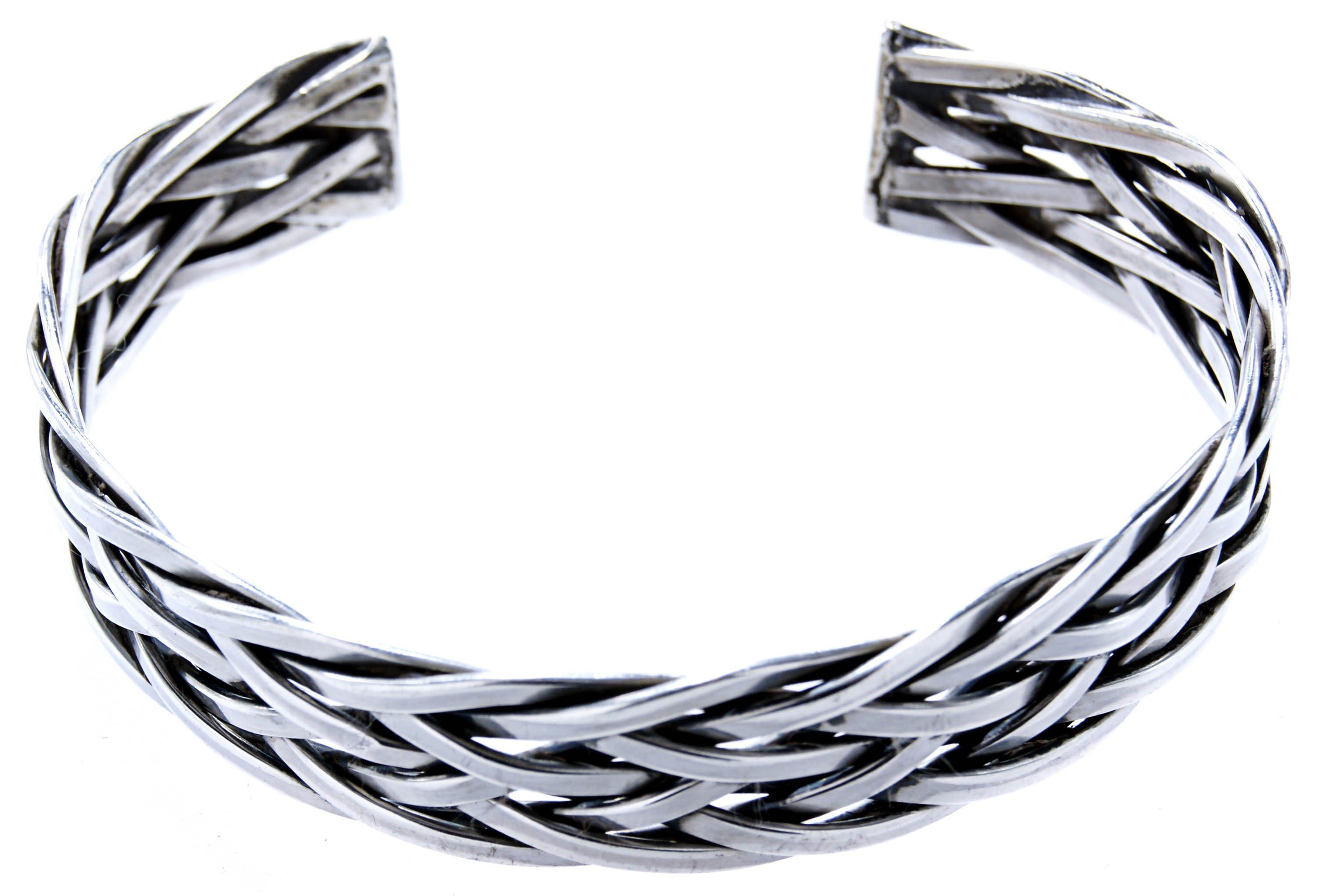 Kiss of Leather Armreif Armband Armreif 925 Sterling Silber Flechtmuster Knotenmuster geflochten