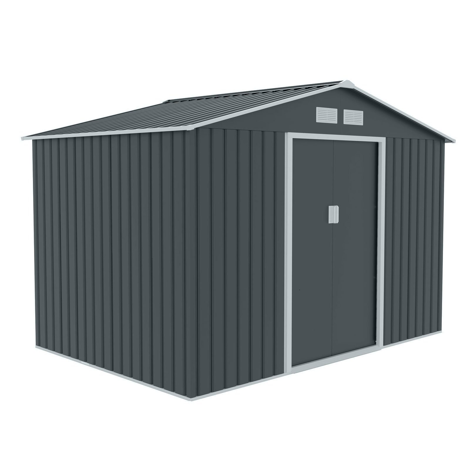 HATTORO Gartenhaus, BxT: 277,00x191,00 cm, Metall-Gerätehaus, Geräteschuppen, Fundamentrahmen, Satteldach, Grau