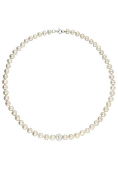 Firetti Collier Schmuck Geschenk Halsschmuck Halskette Steinkette Kristall, mit Kristallen und Süßwasserzuchtperlen - perfekt als Brautschmuck!