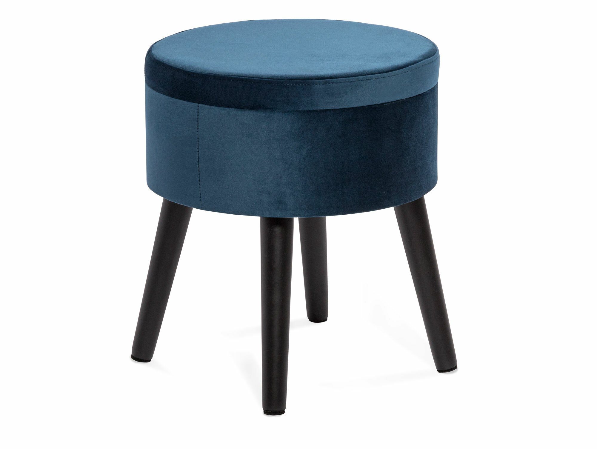 Moebel-Eins Sessel, POUFO Hocker mit Stauraum, rund, Bezug Samt, Füsse schwarz