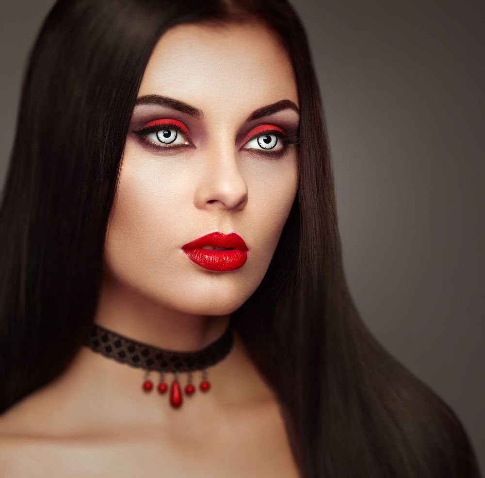 aricona Farblinsen Farbige Kontaktlinsen Halloween Weiße Zombie Kostüm Vampir Fasching, ohne Stärke, 2 Stück