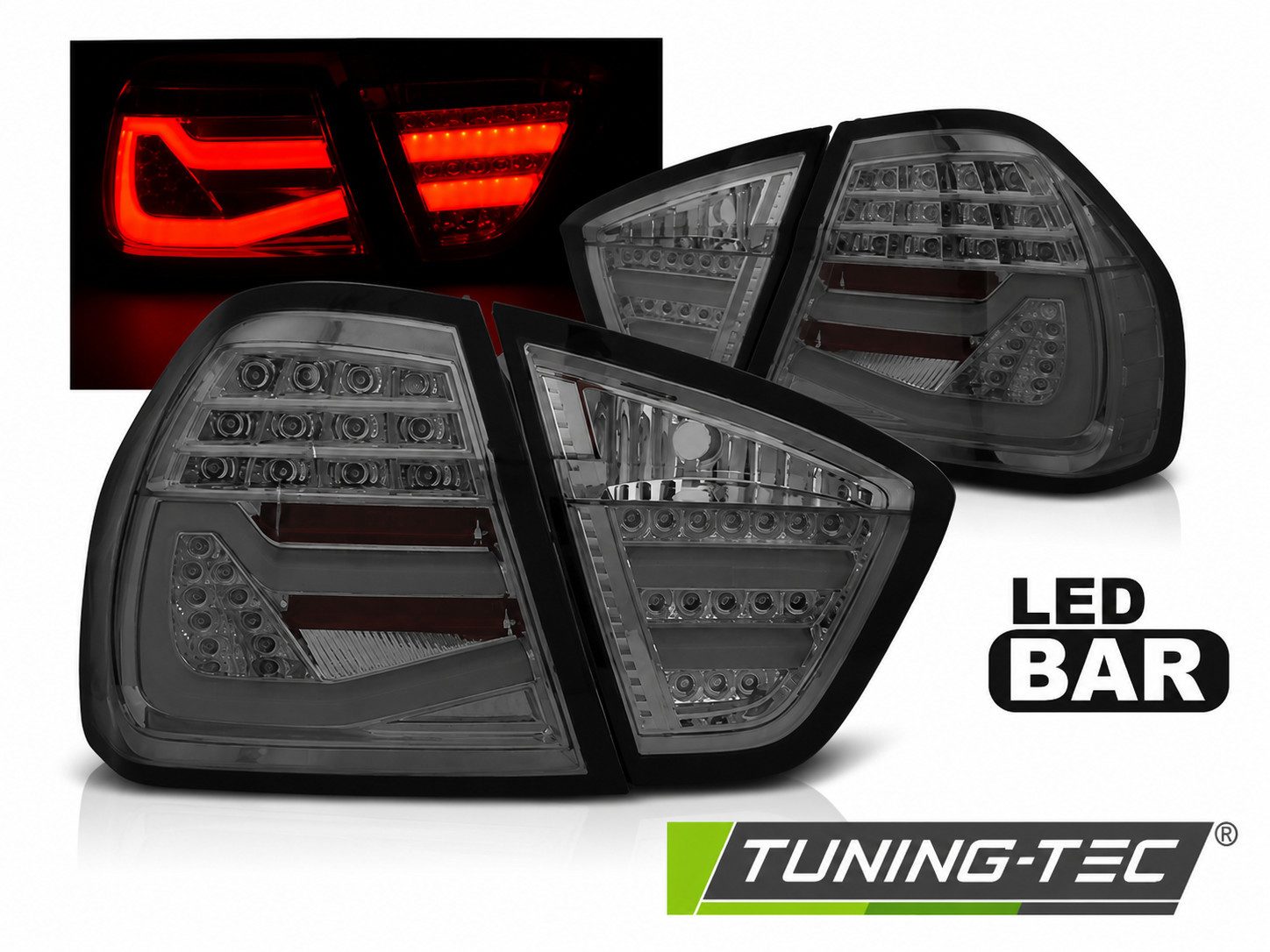 LLCTOOLS KFZ-Ersatzleuchte LED Rückleuchten Passend für BMW E90 05–08 Sedan Smoke