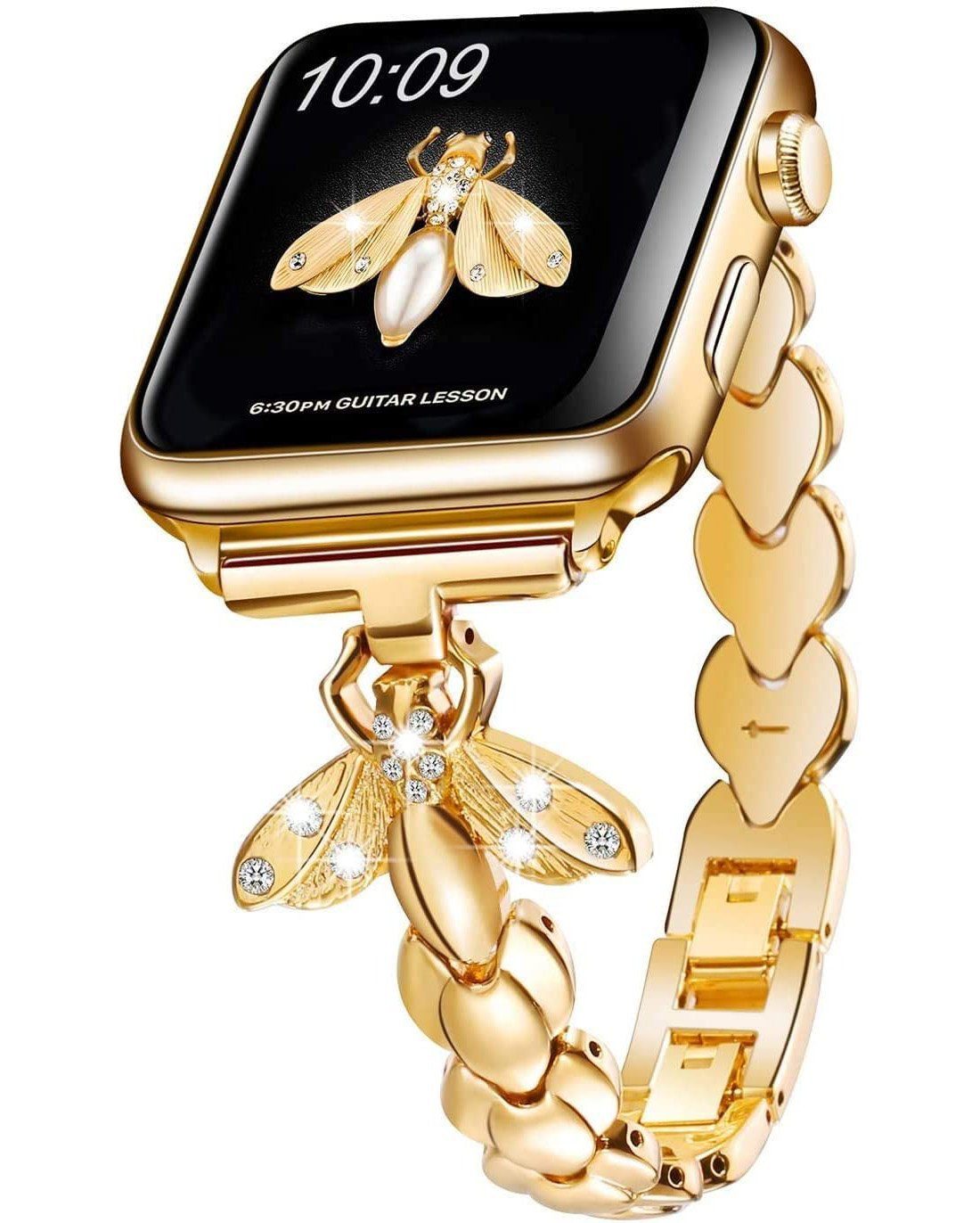 Mutoy Smartwatch-Armband Armbänder Kompatibel mit Apple Watch Armband 38/ 40 / 41/ 42/ 44/ 45mm, Stark und Fest,Hitzebeständig und Hält den Glanz,Langlebig und Bequem Gold