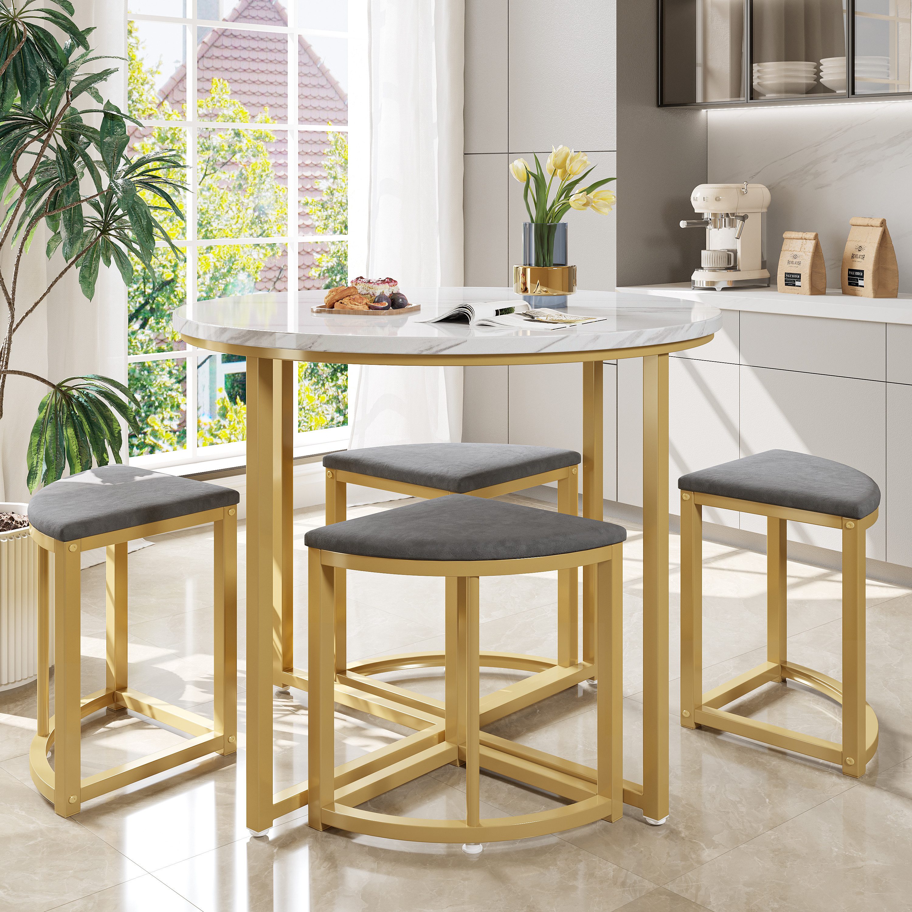 OKWISH Essgruppe Esszimmertisch-Set, (mit Esstisch, 4 günstig online kaufen