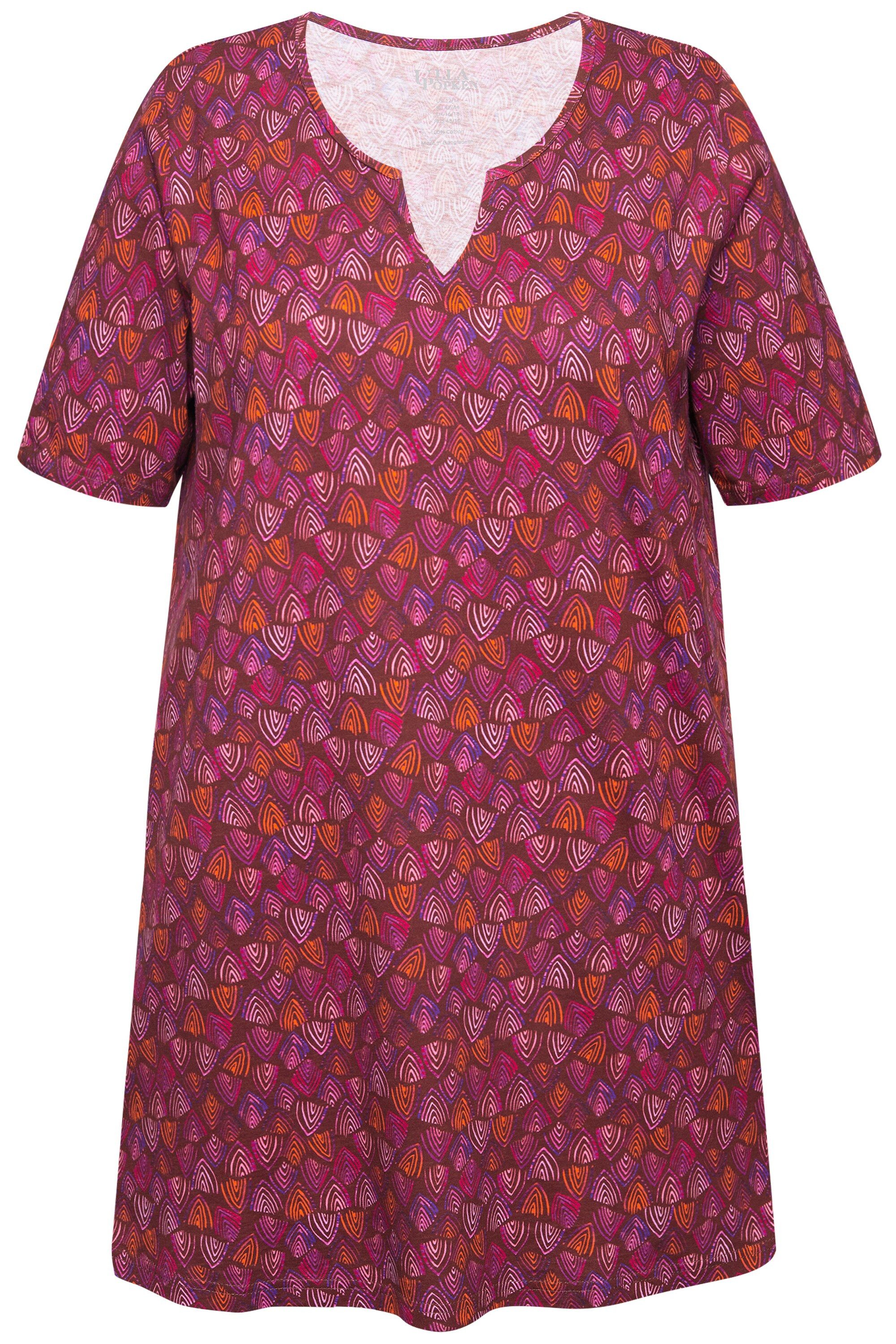 Ulla Popken Longshirt Longshirt Dreiecksmuster Tunika-Ausschnitt günstig online kaufen