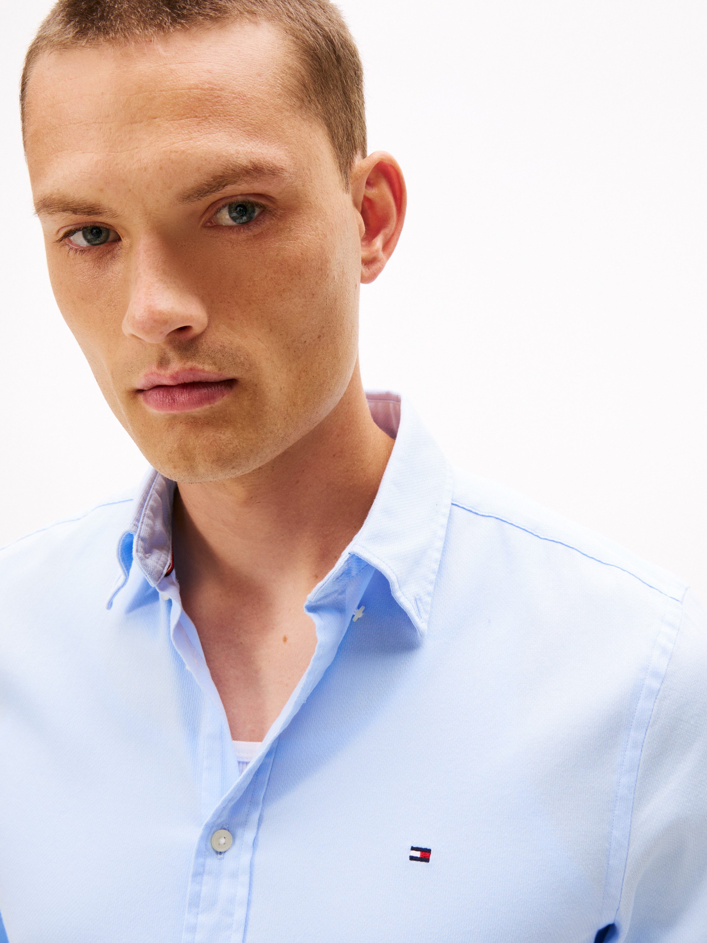 Tommy Hilfiger Langarmhemd DOBBY Slim Fit, günstig online kaufen