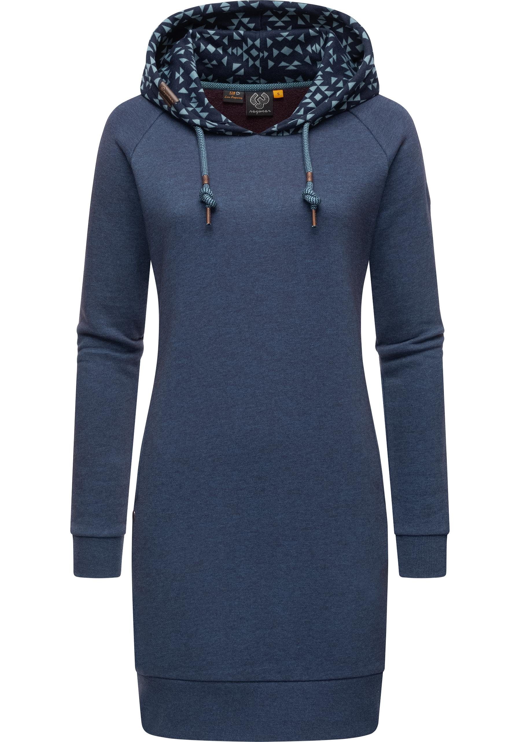 Ragwear Sweatkleid Bessi Langärmliges Baumwoll Kleid mit  Printmuster-Kapuze, Tolles Winterkleid mit angesagtem Alloverprint von  Ragwear | Sweatkleider